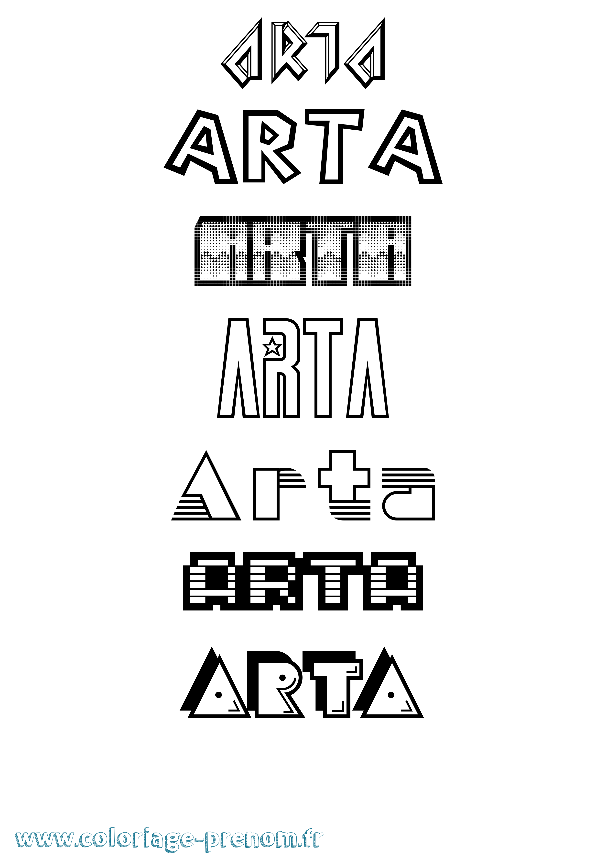 Coloriage Arta Jeux Vidéos Coloriage prénom Arta Jeux Vidéos