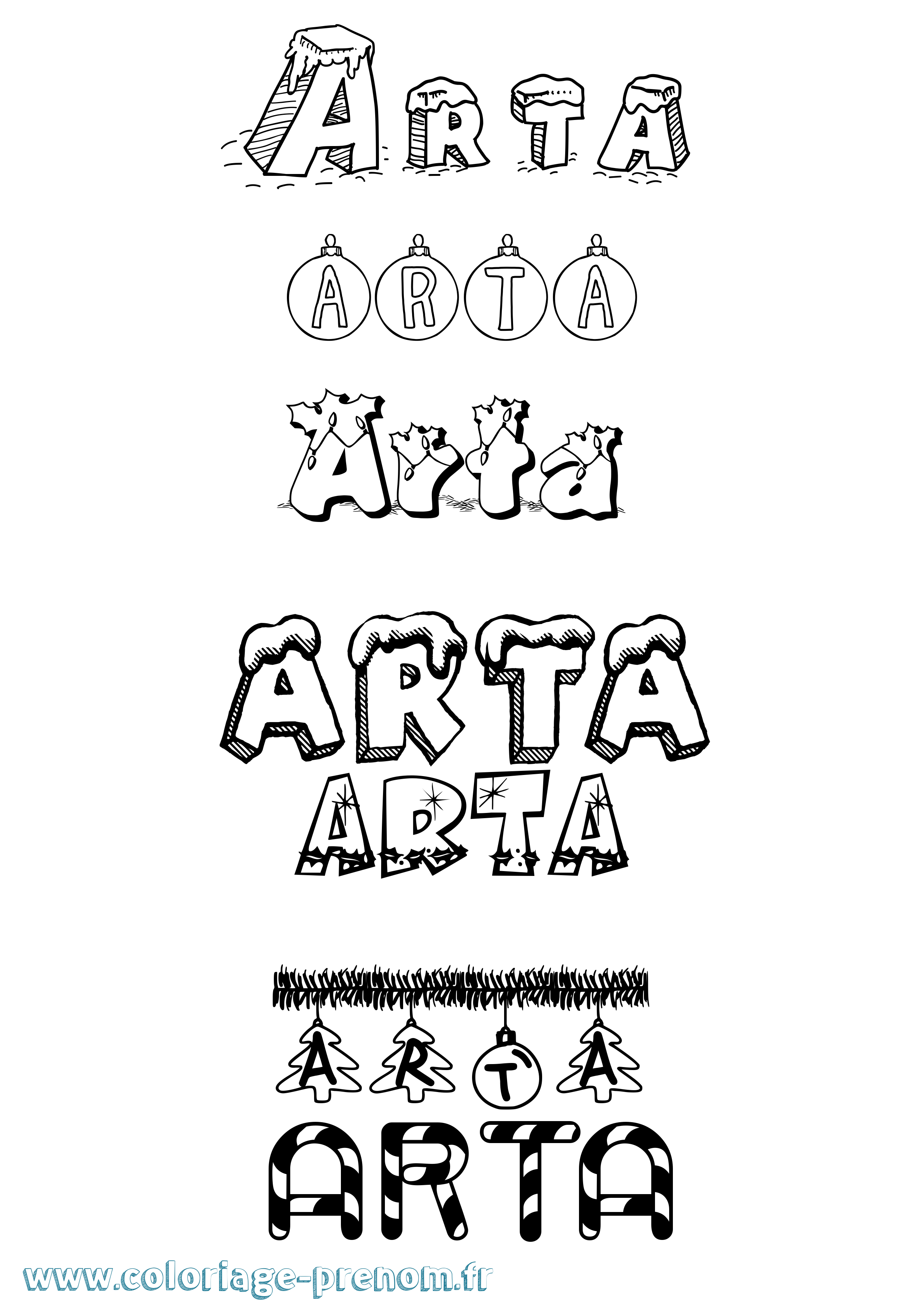 Coloriage Arta Noël Coloriage prénom Arta Noël