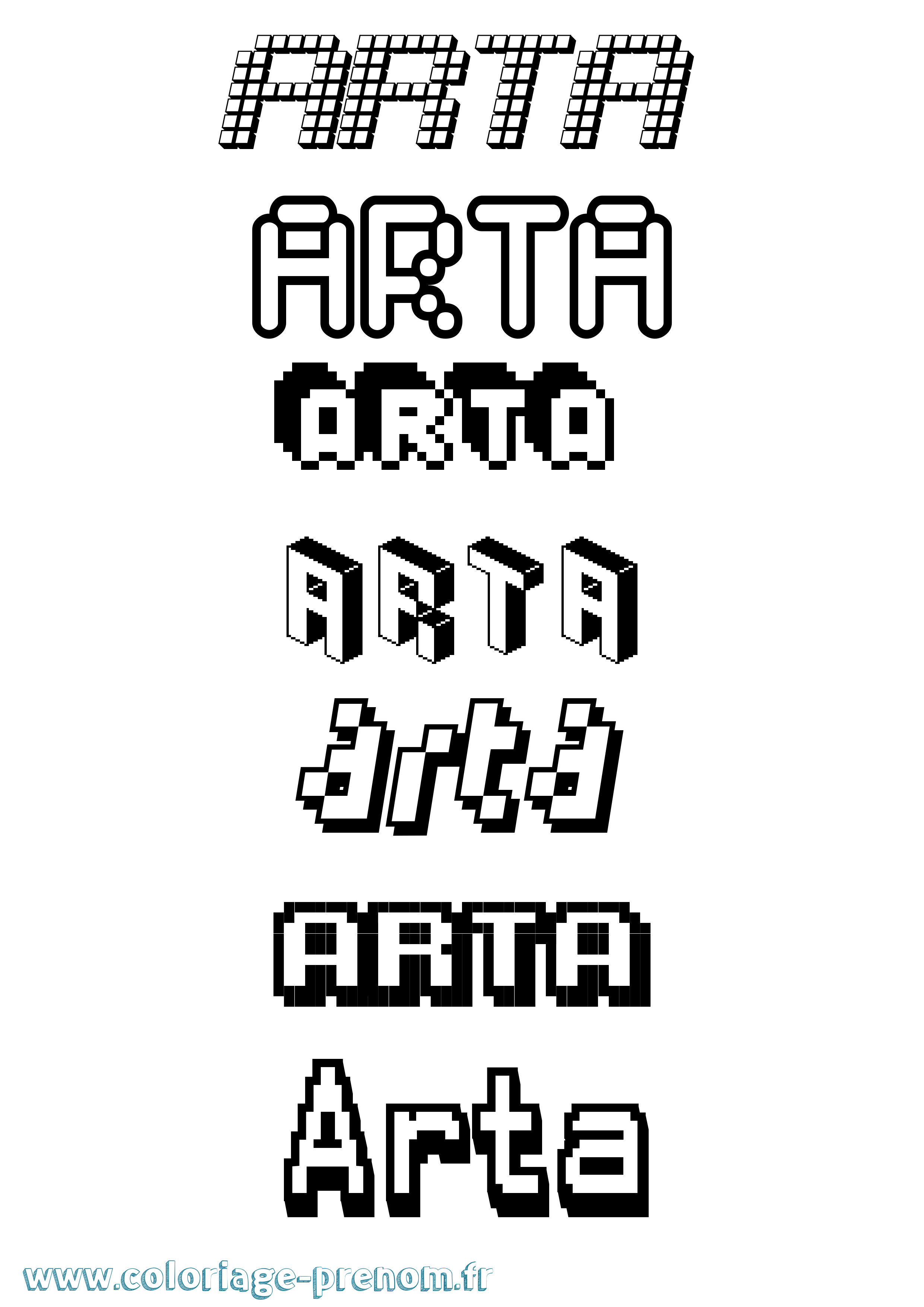 Coloriage Arta Pixel Coloriage prénom Arta Pixel