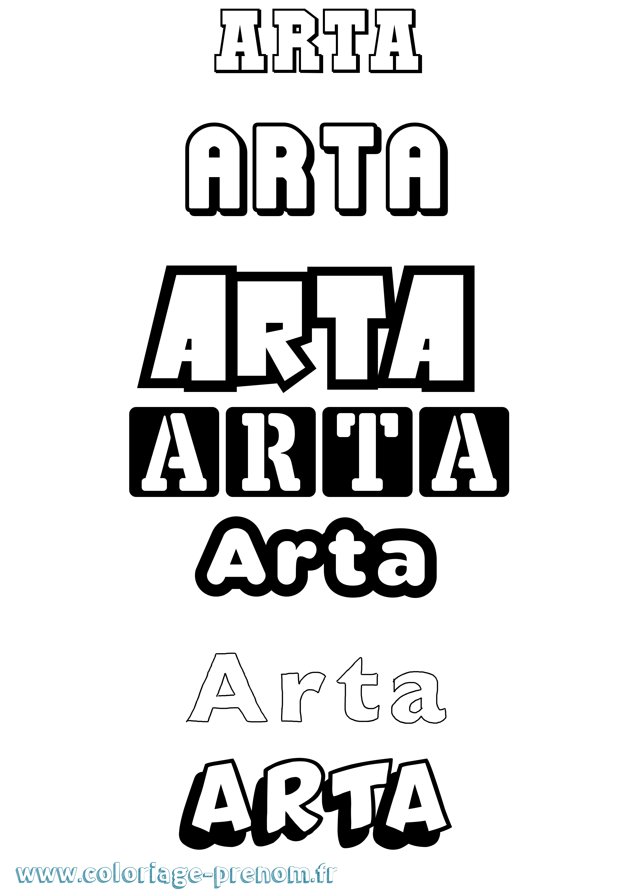 Coloriage Arta Simple Coloriage prénom Arta Simple