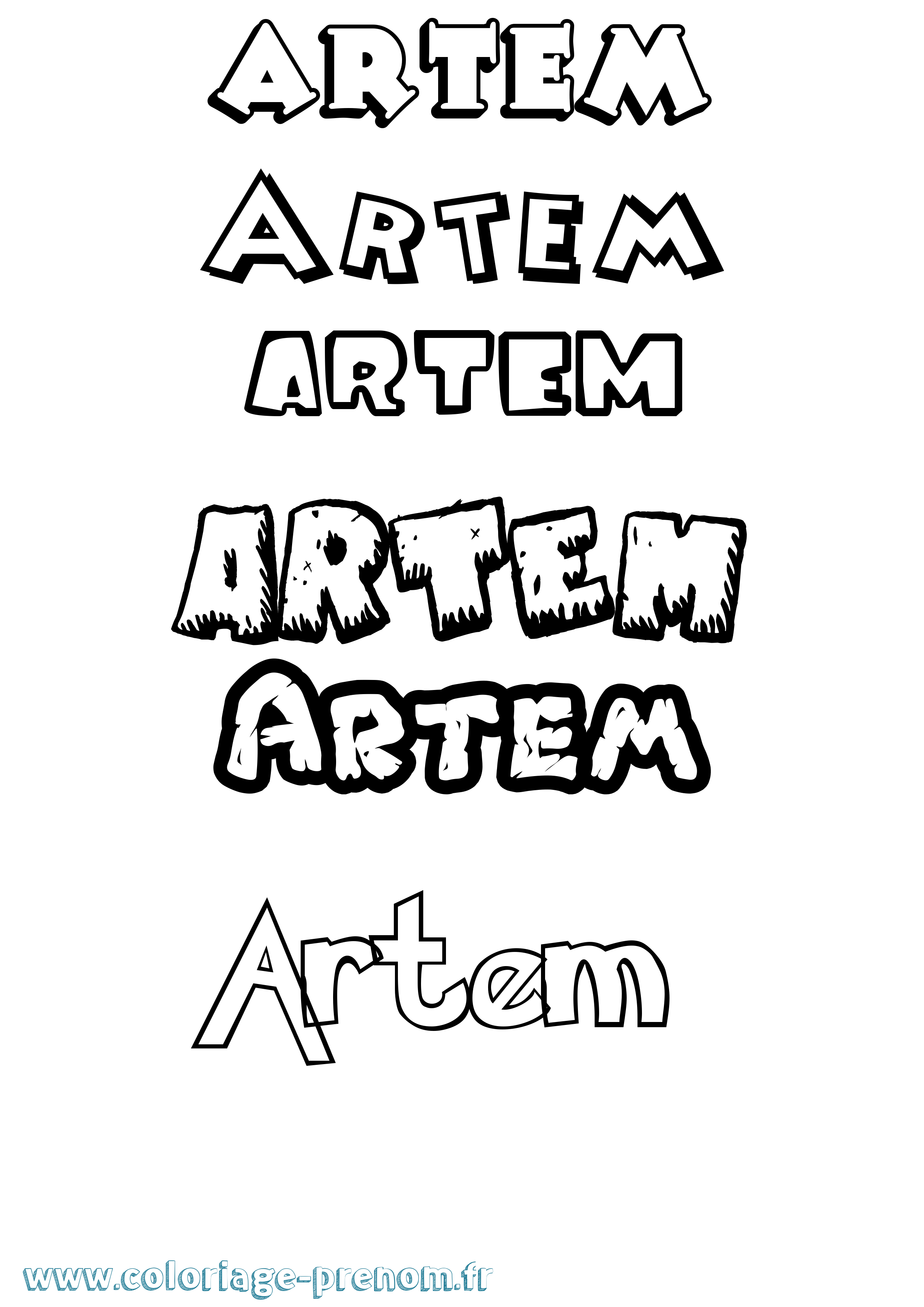 Coloriage Artem Dessin Animé Coloriage prénom Artem Dessin Animé