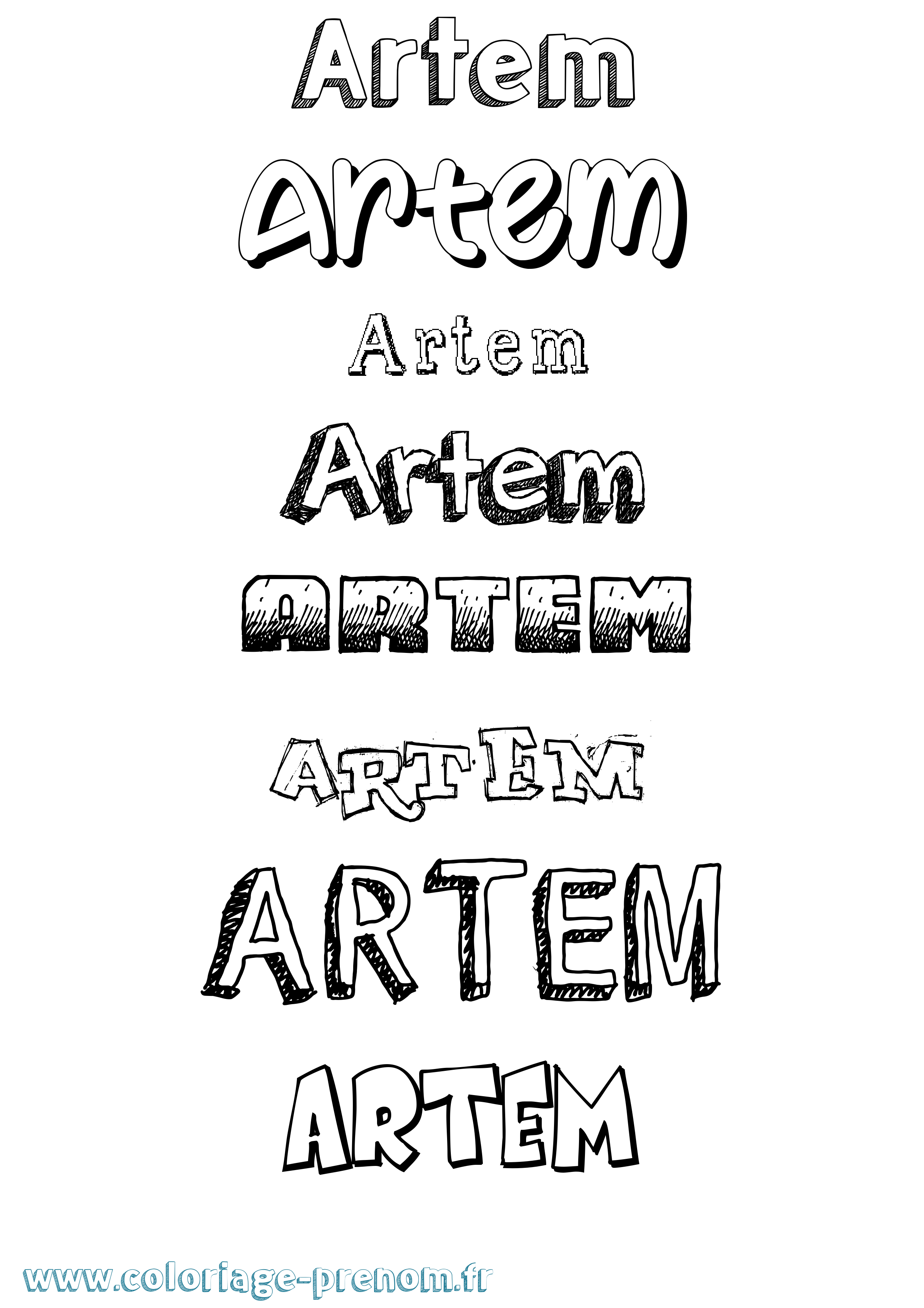 Coloriage Artem Dessiné Coloriage prénom Artem Dessiné