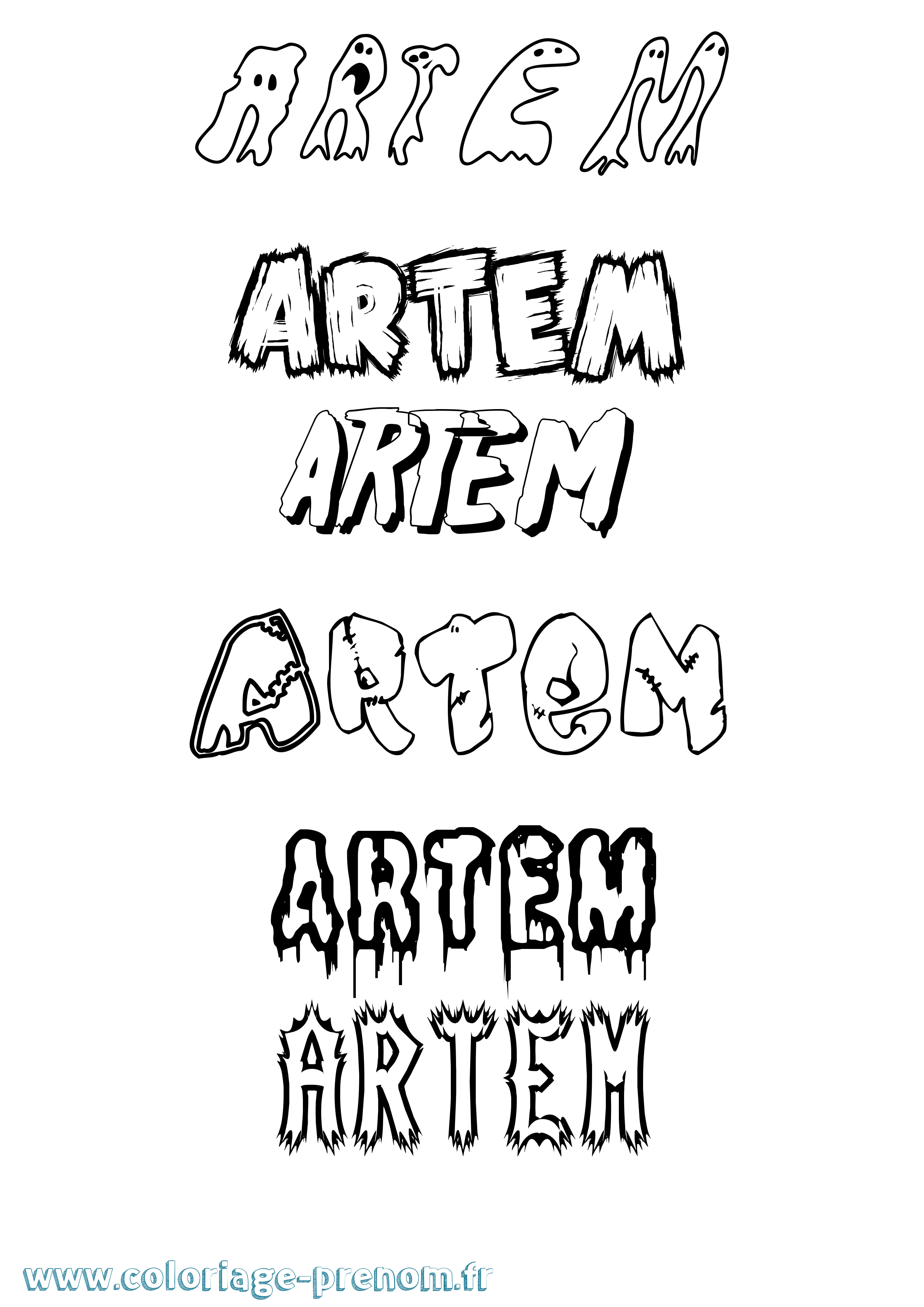 Coloriage Artem Frisson Coloriage prénom Artem Frisson
