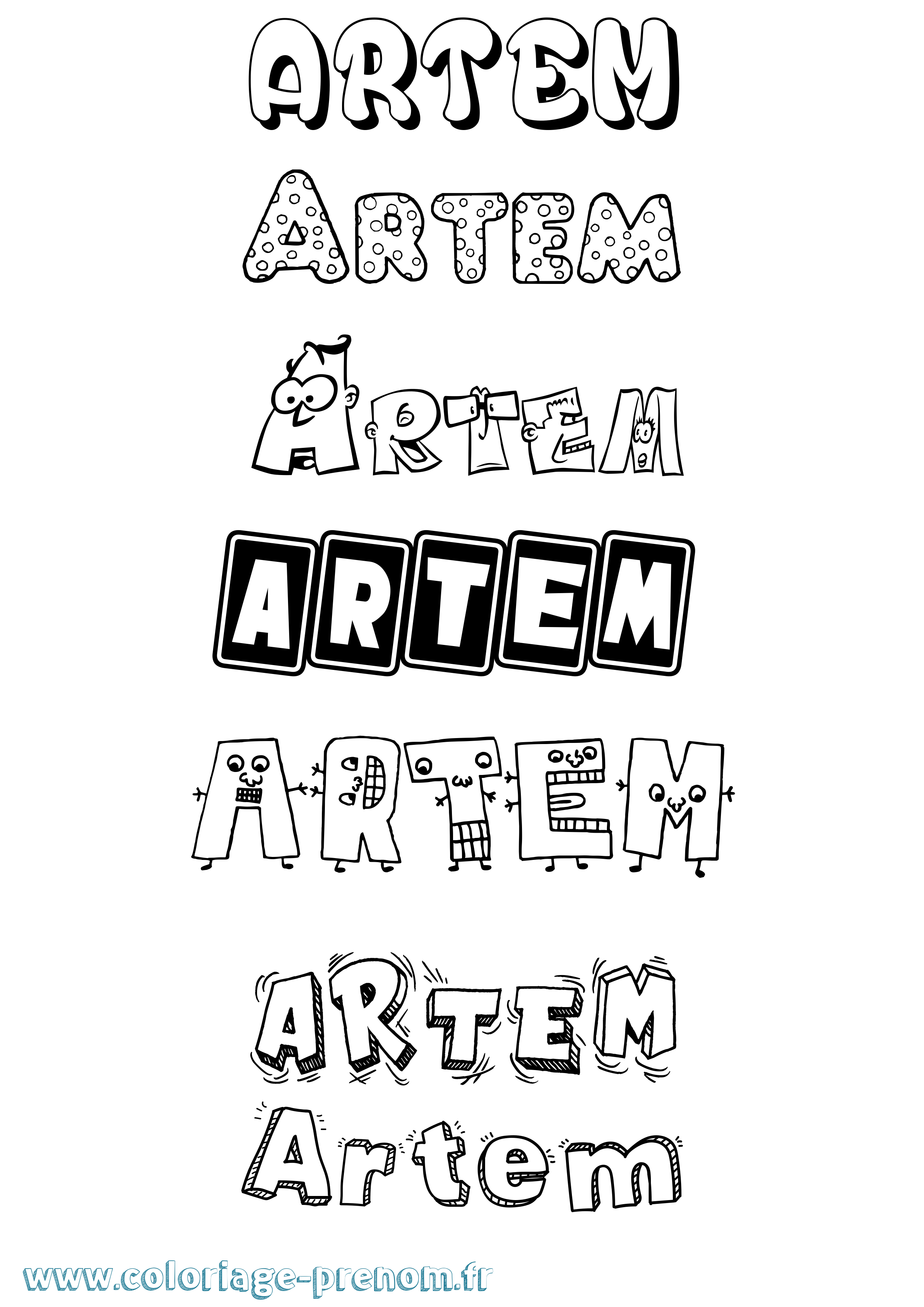 Coloriage Artem Fun Coloriage prénom Artem Fun