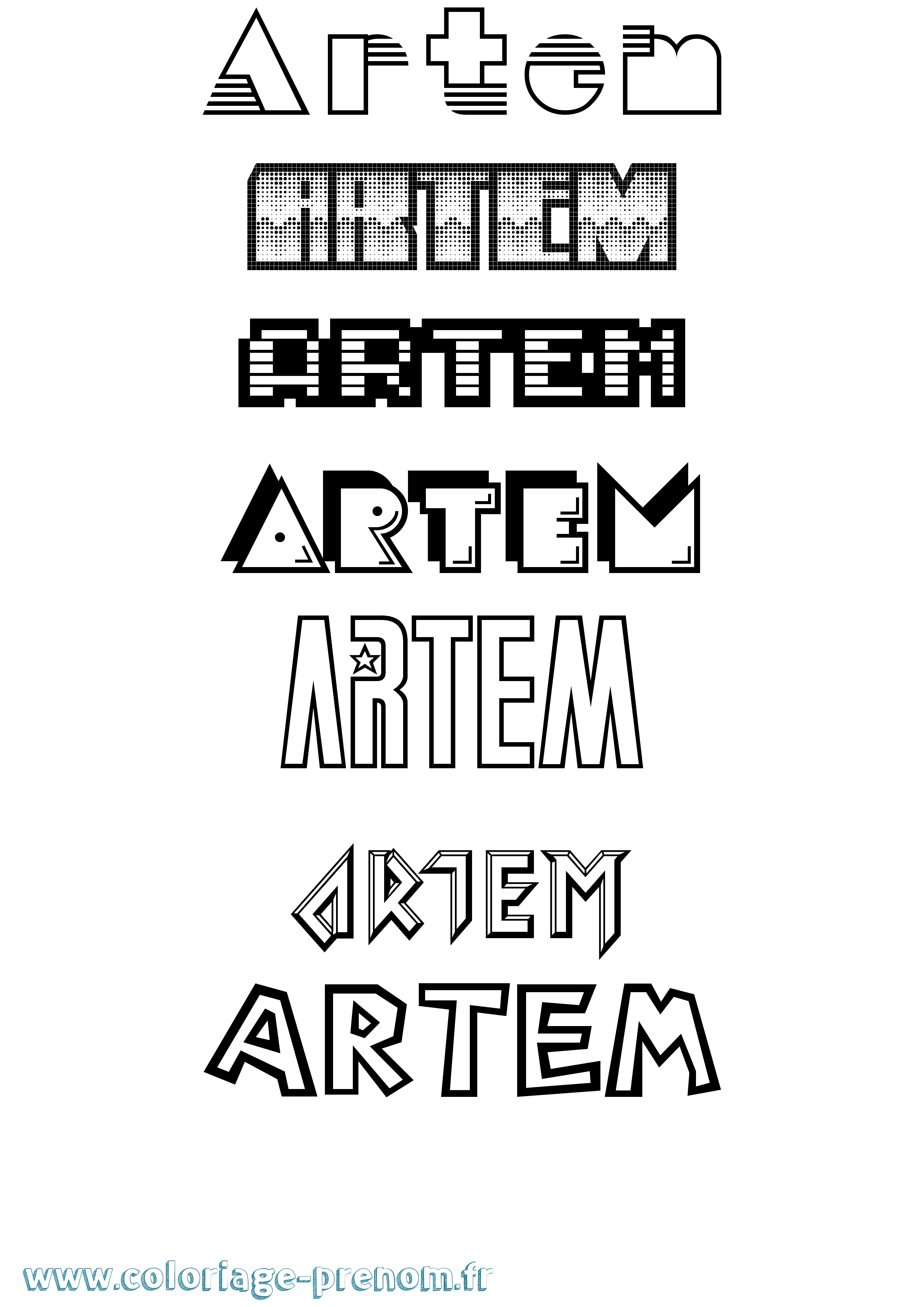 Coloriage Artem Jeux Vidéos Coloriage prénom Artem Jeux Vidéos