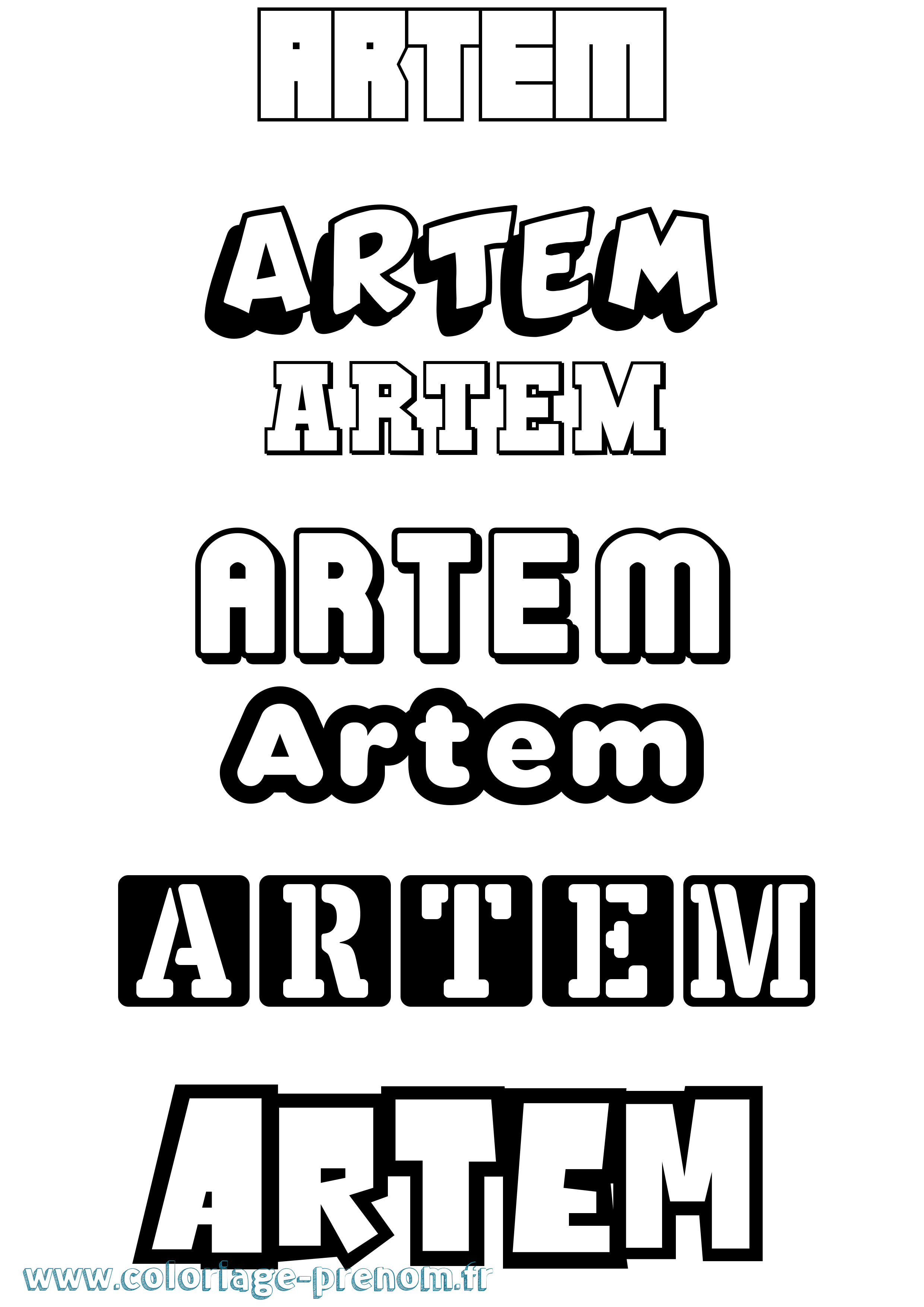 Coloriage Artem Simple Coloriage prénom Artem Simple