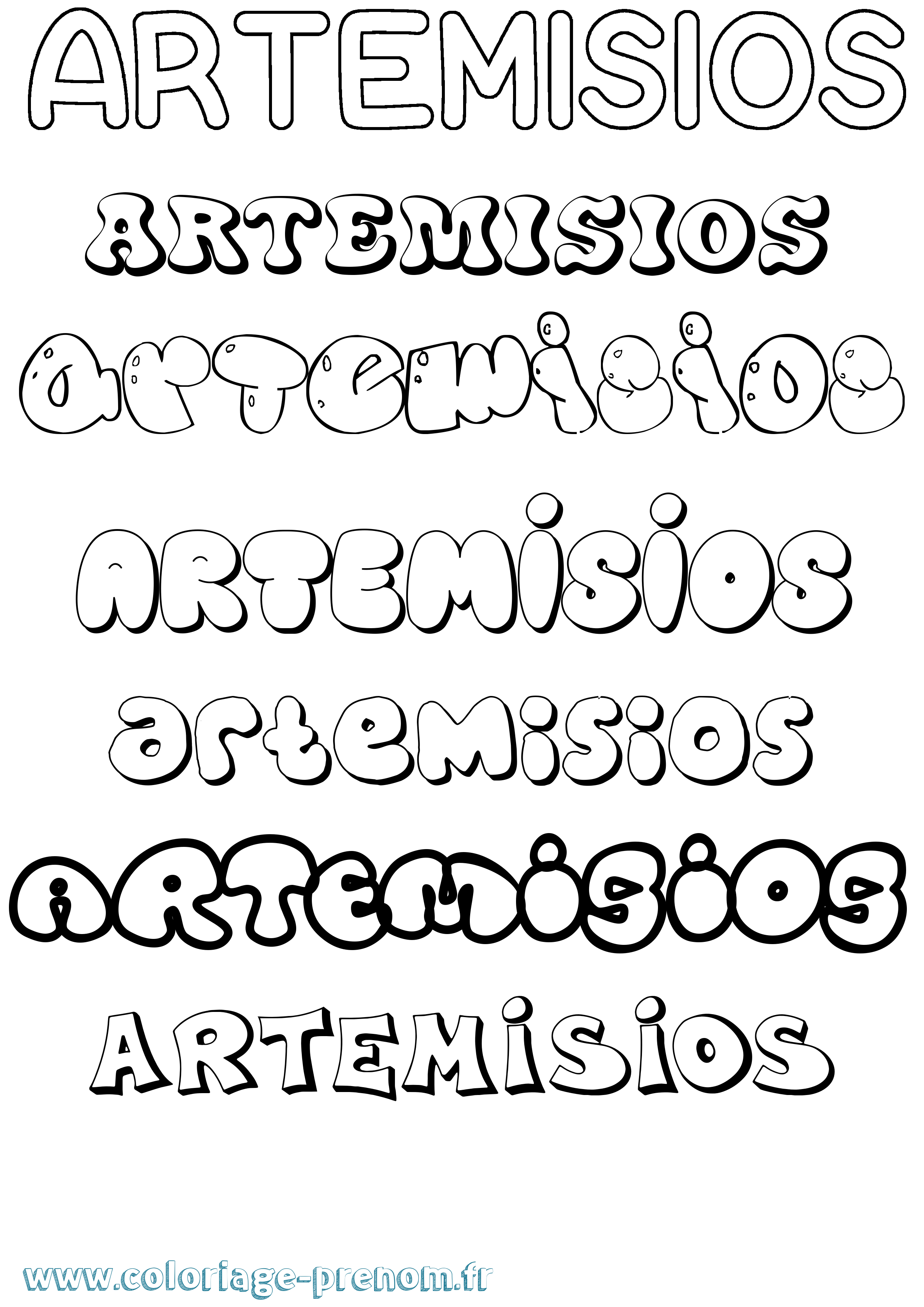 Coloriage Artemisios Bubble Coloriage prénom Artemisios Bubble