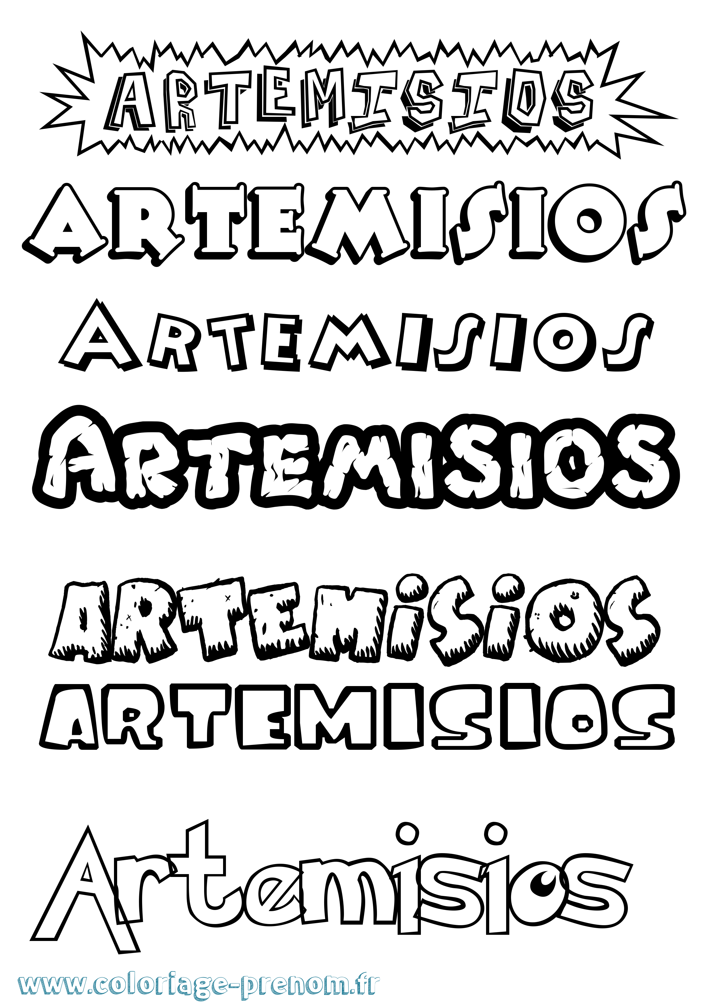 Coloriage Artemisios Dessin Animé Coloriage prénom Artemisios Dessin Animé