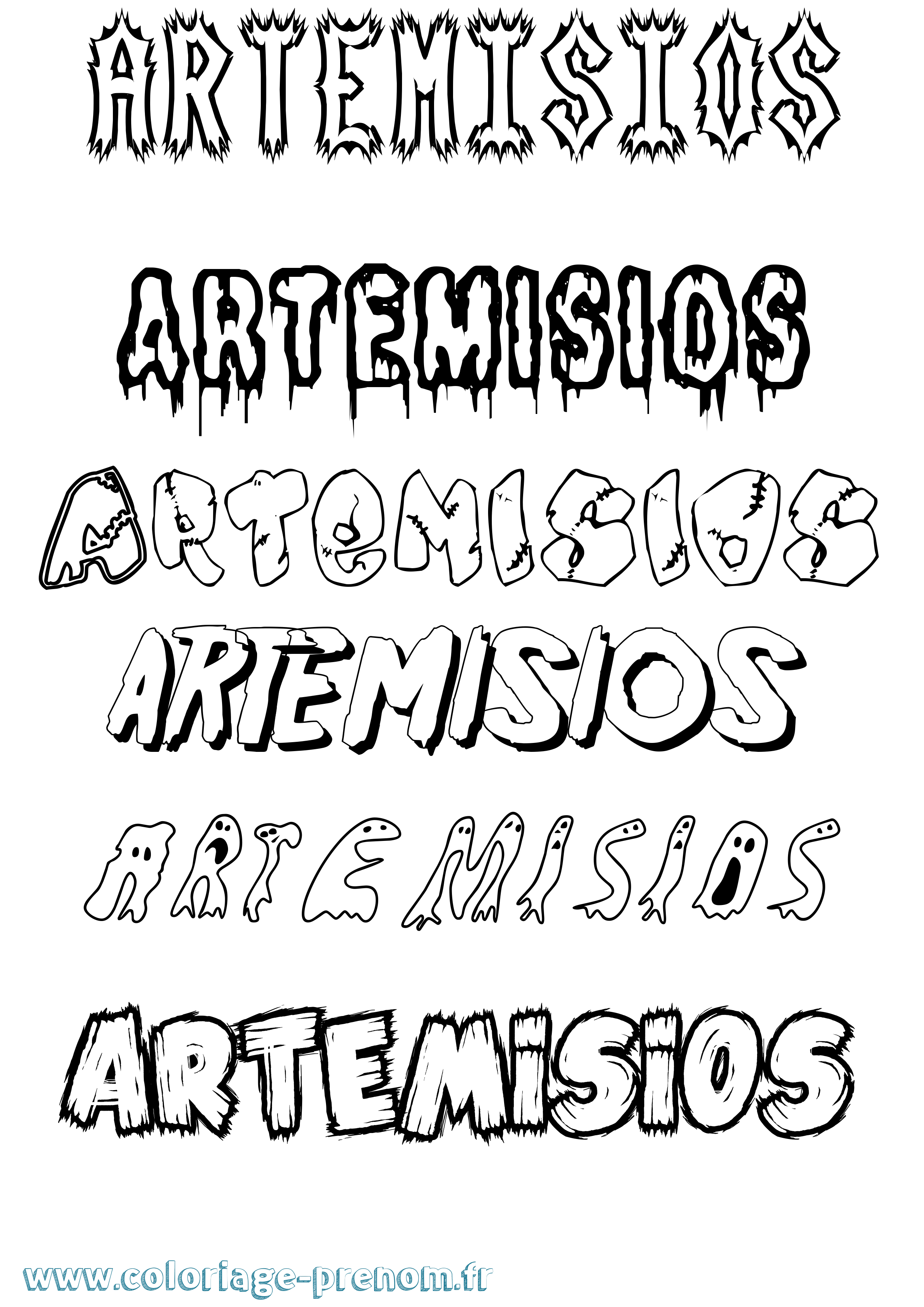 Coloriage Artemisios Frisson Coloriage prénom Artemisios Frisson