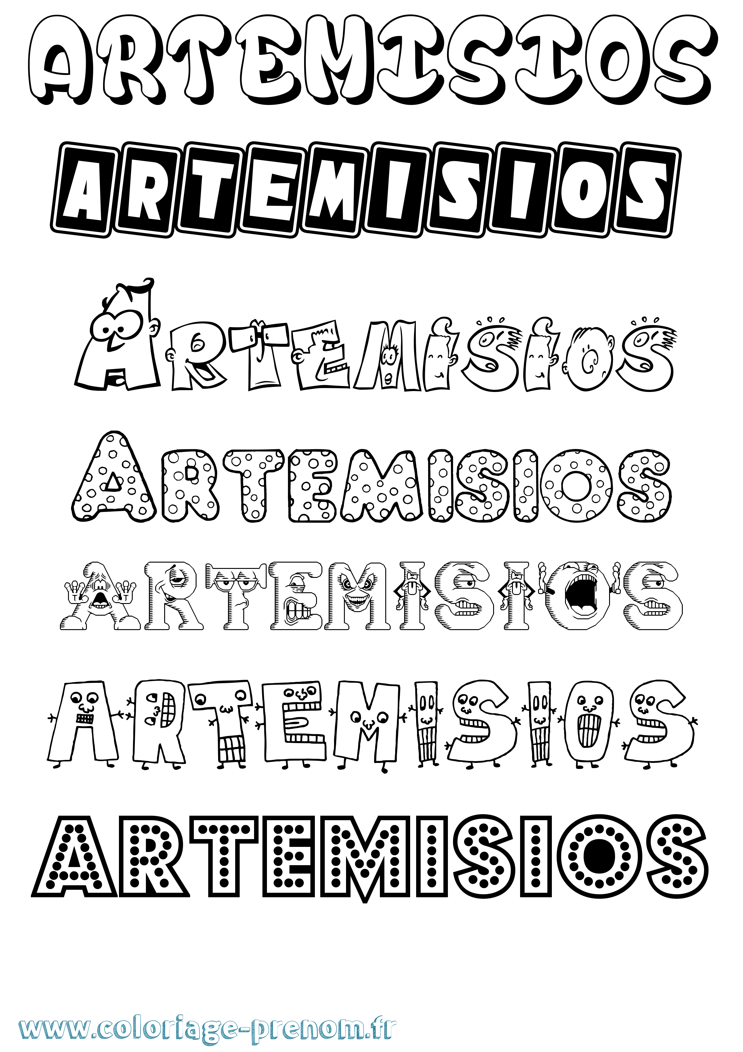 Coloriage Artemisios Fun Coloriage prénom Artemisios Fun