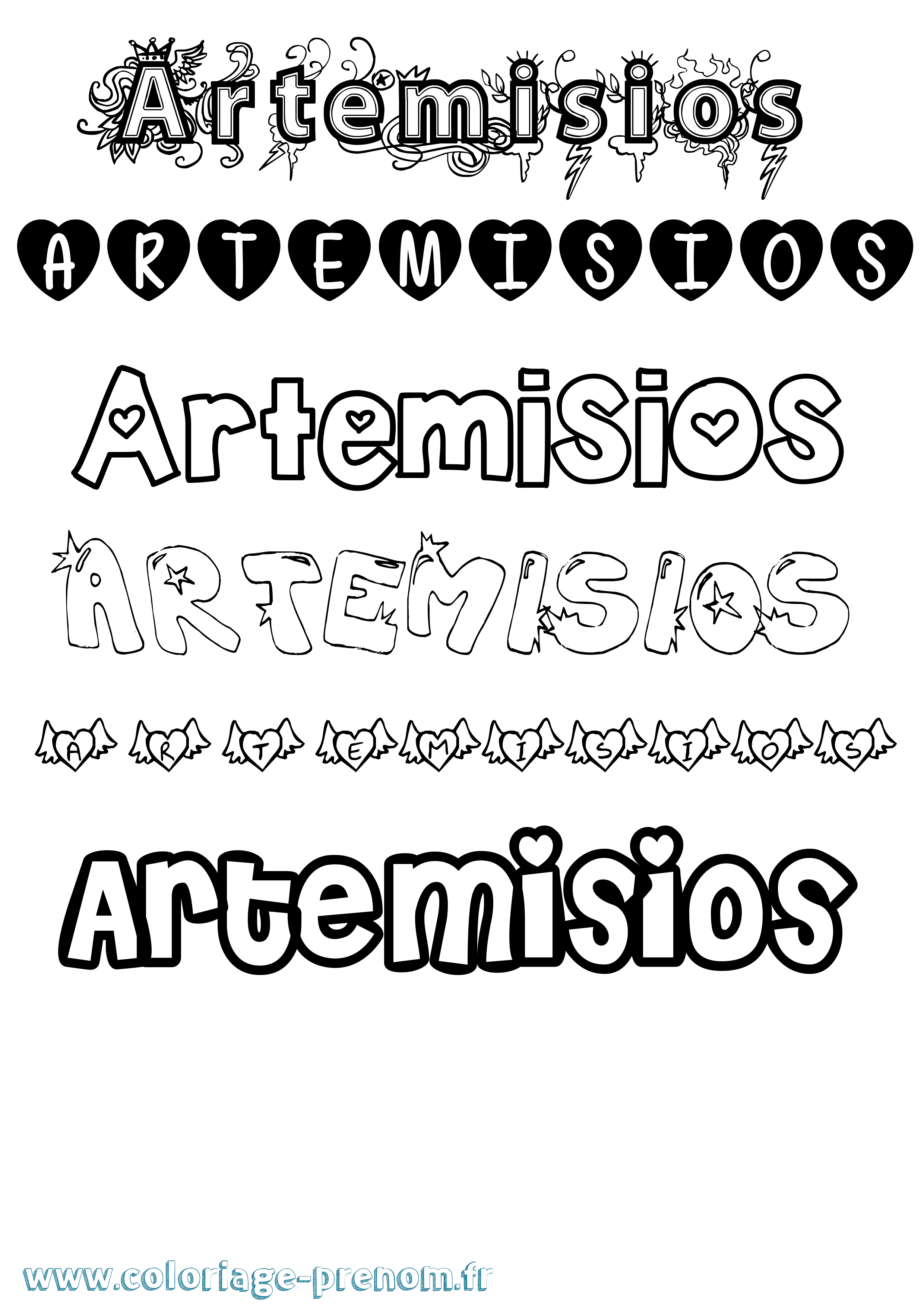 Coloriage Artemisios Girly Coloriage prénom Artemisios Girly