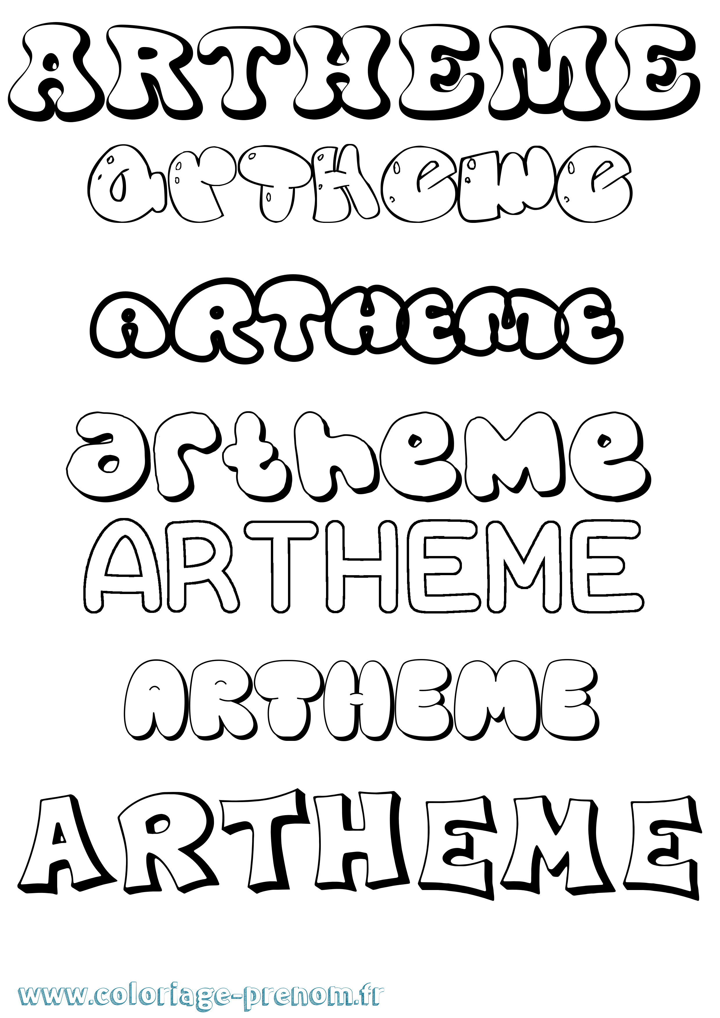 Coloriage Artheme Bubble Coloriage prénom Artheme Bubble