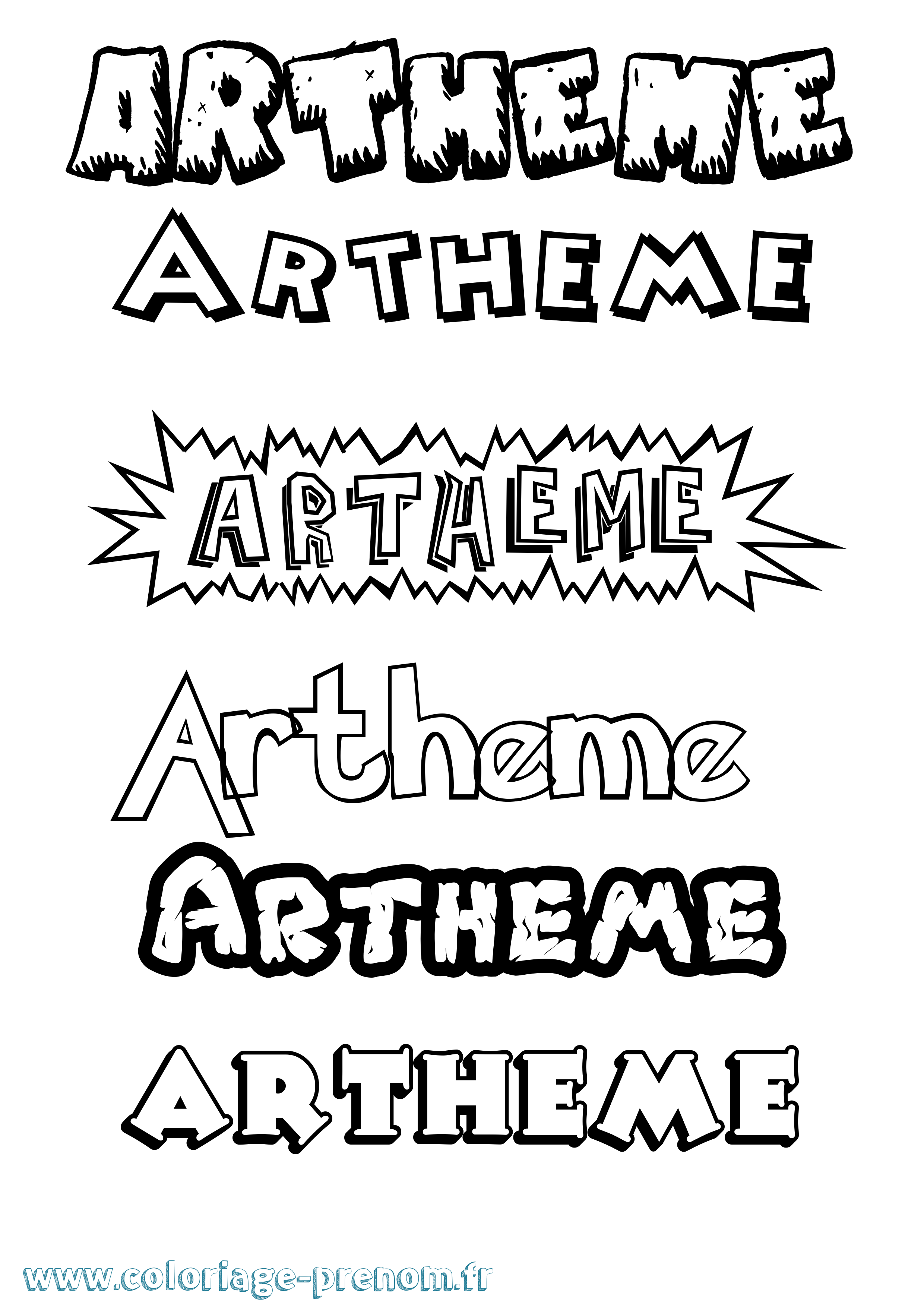 Coloriage Artheme Dessin Animé Coloriage prénom Artheme Dessin Animé