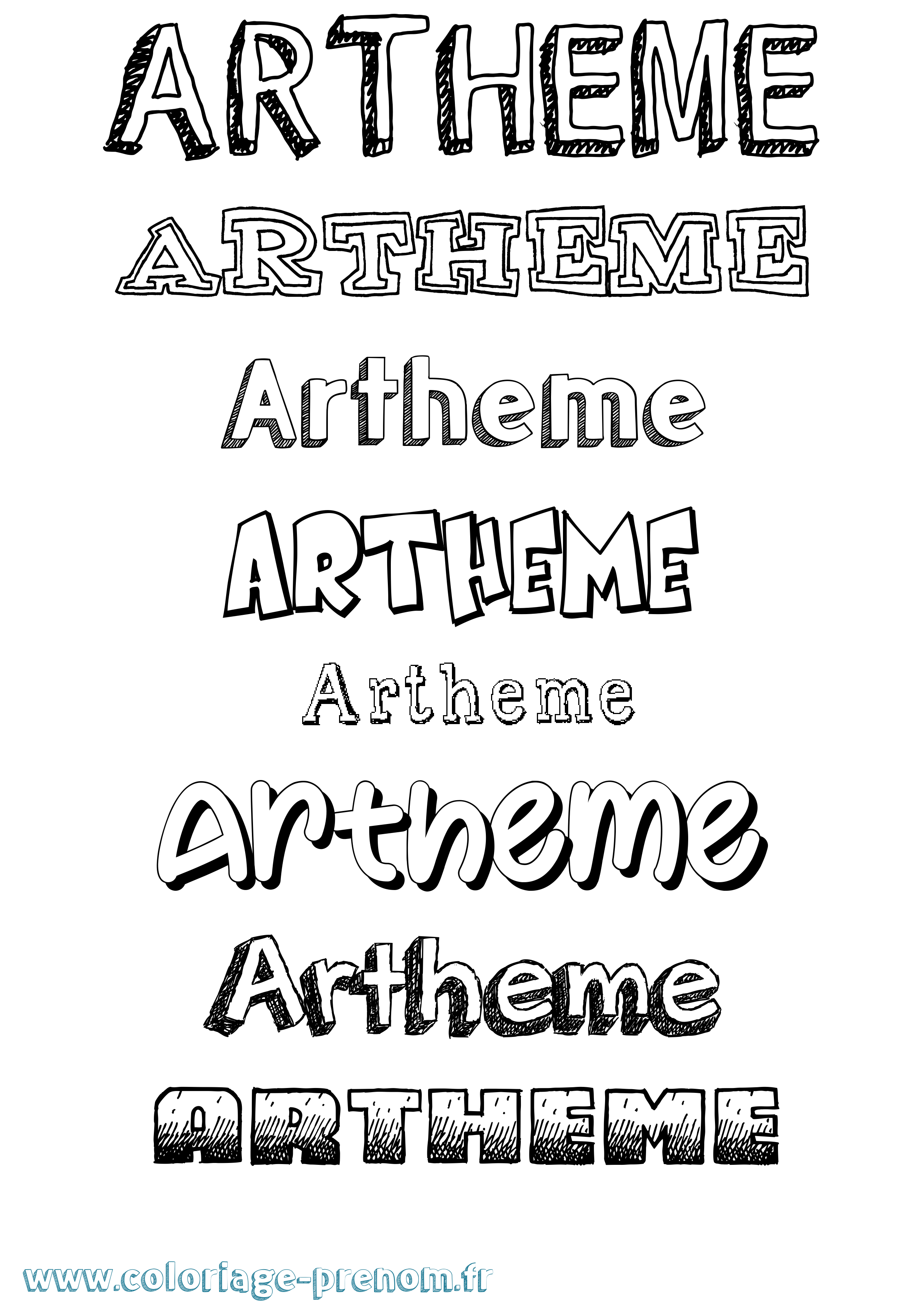 Coloriage Artheme Dessiné Coloriage prénom Artheme Dessiné