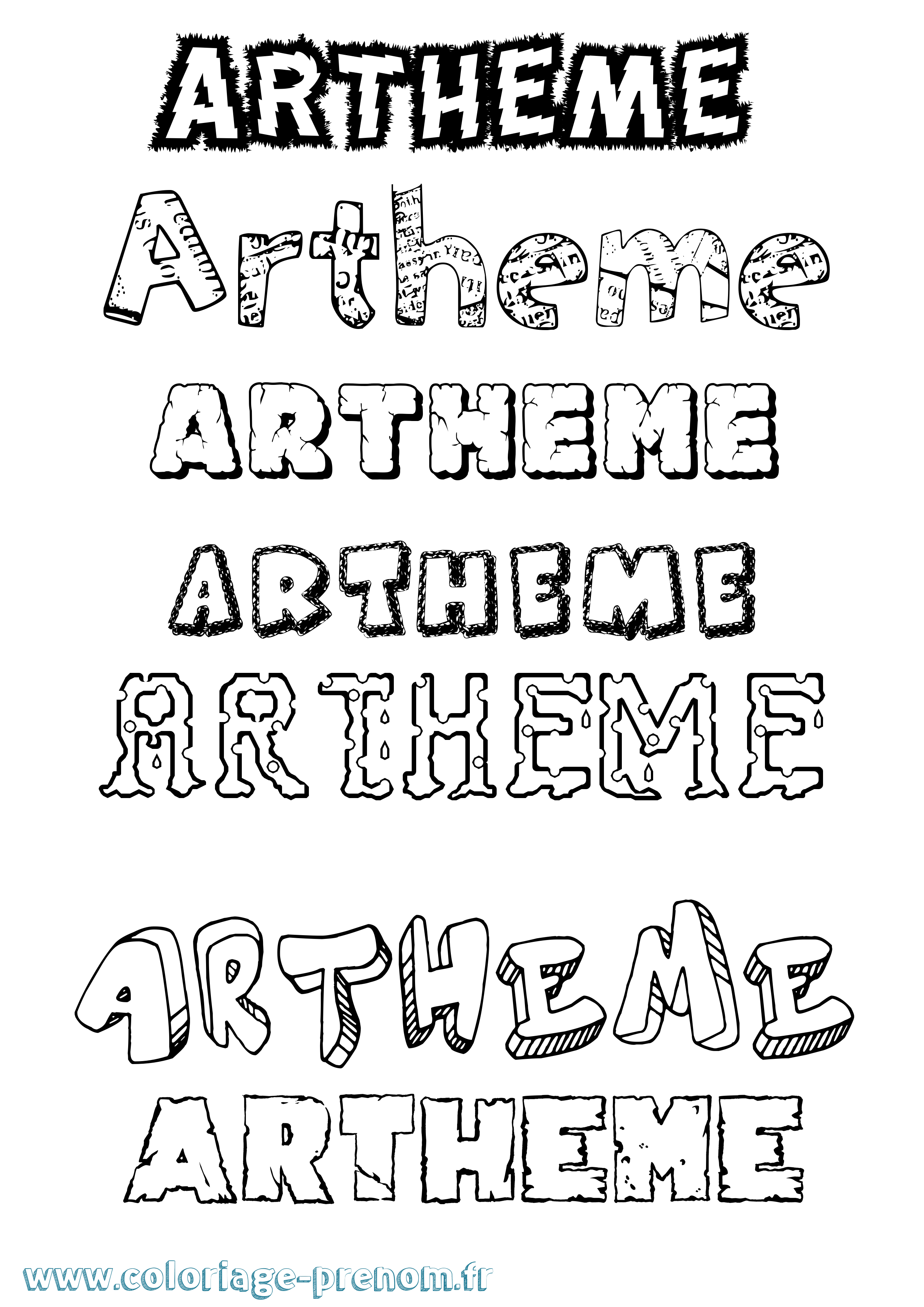 Coloriage Artheme Destructuré Coloriage prénom Artheme Destructuré