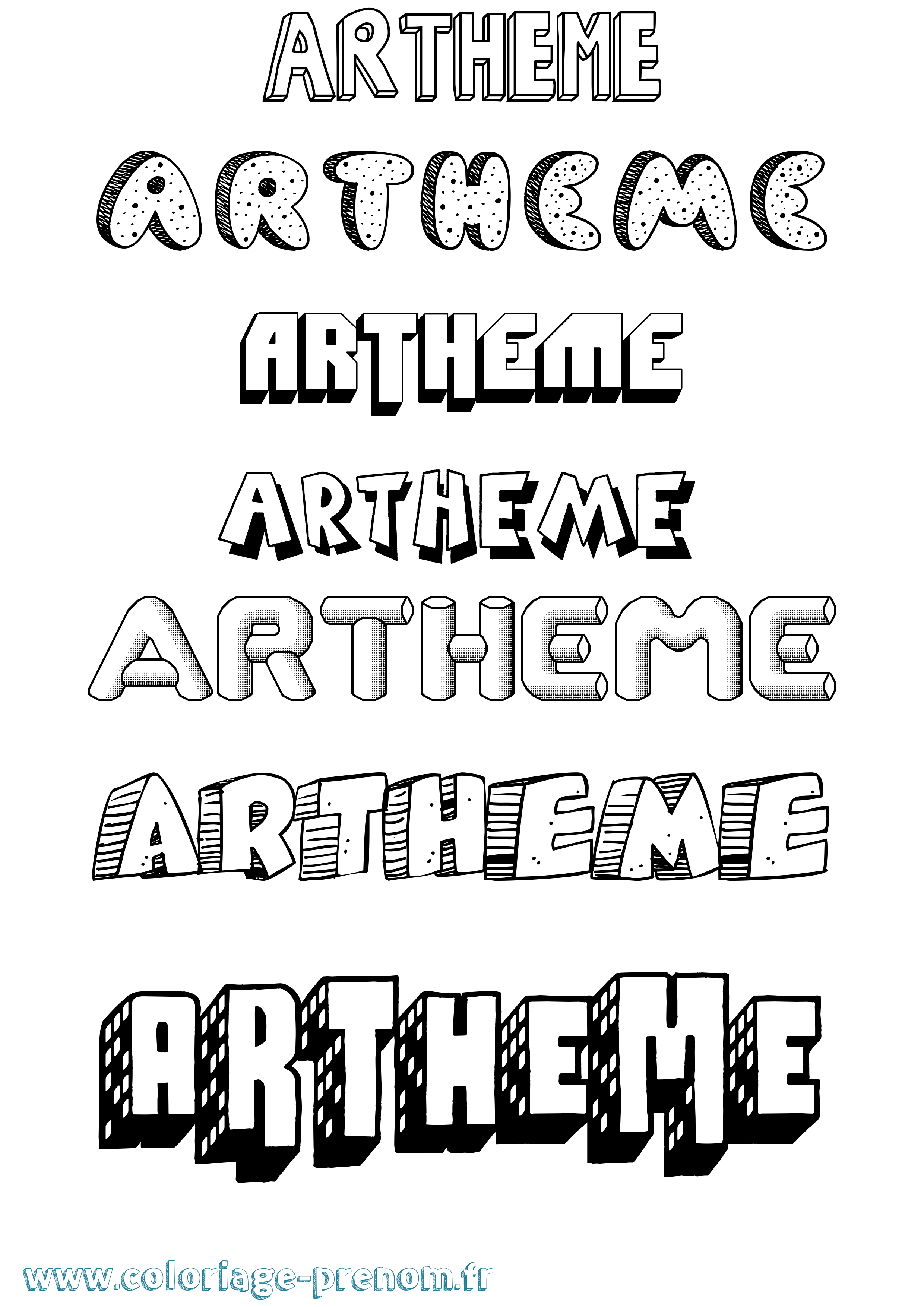 Coloriage Artheme Effet 3D Coloriage prénom Artheme Effet 3D