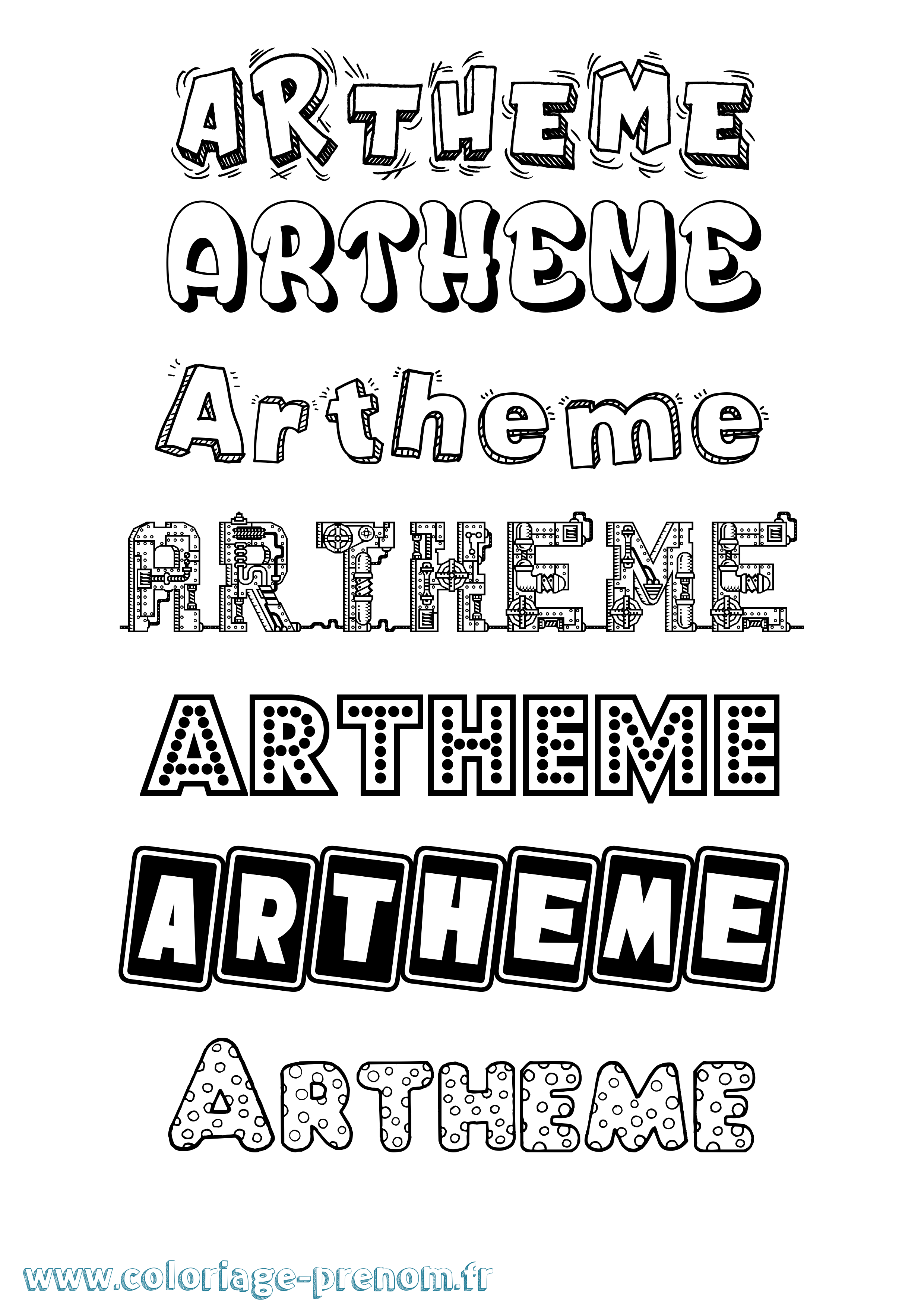 Coloriage Artheme Fun Coloriage prénom Artheme Fun