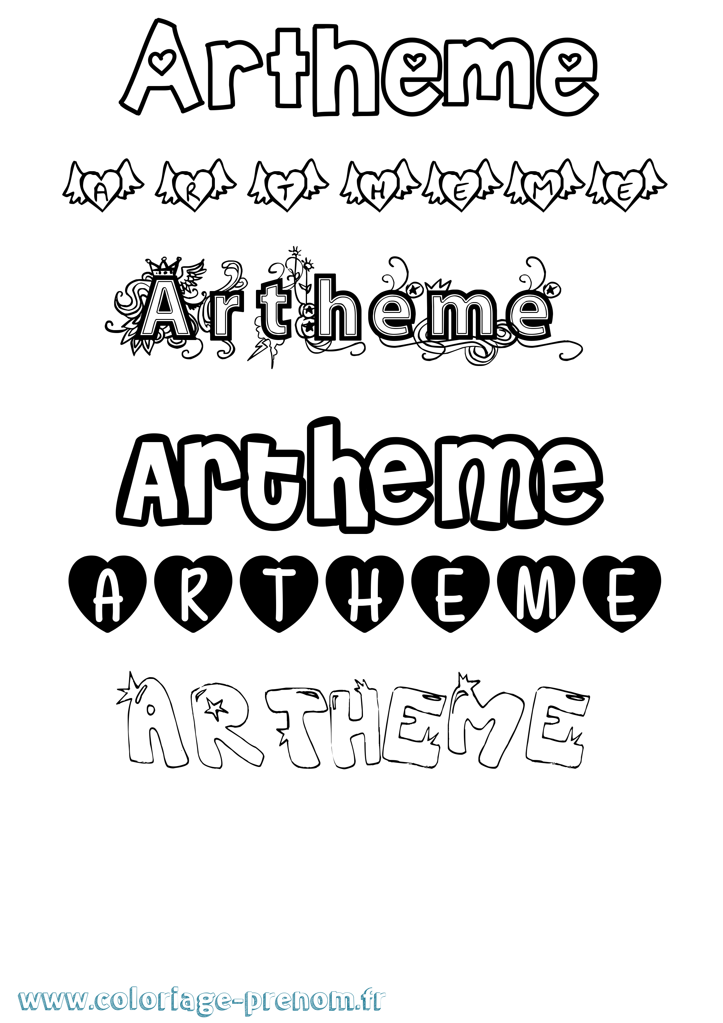 Coloriage Artheme Girly Coloriage prénom Artheme Girly