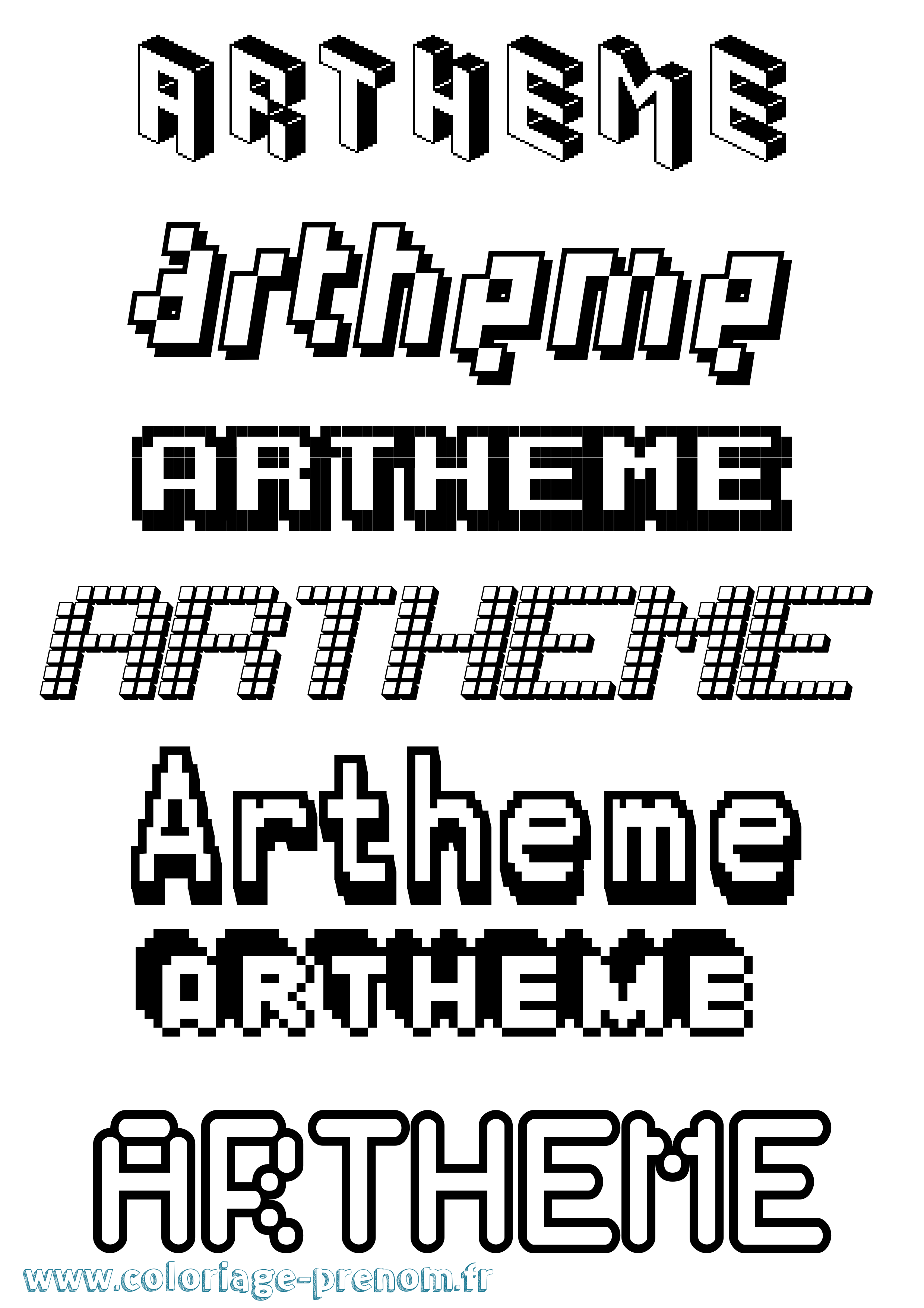 Coloriage Artheme Pixel Coloriage prénom Artheme Pixel