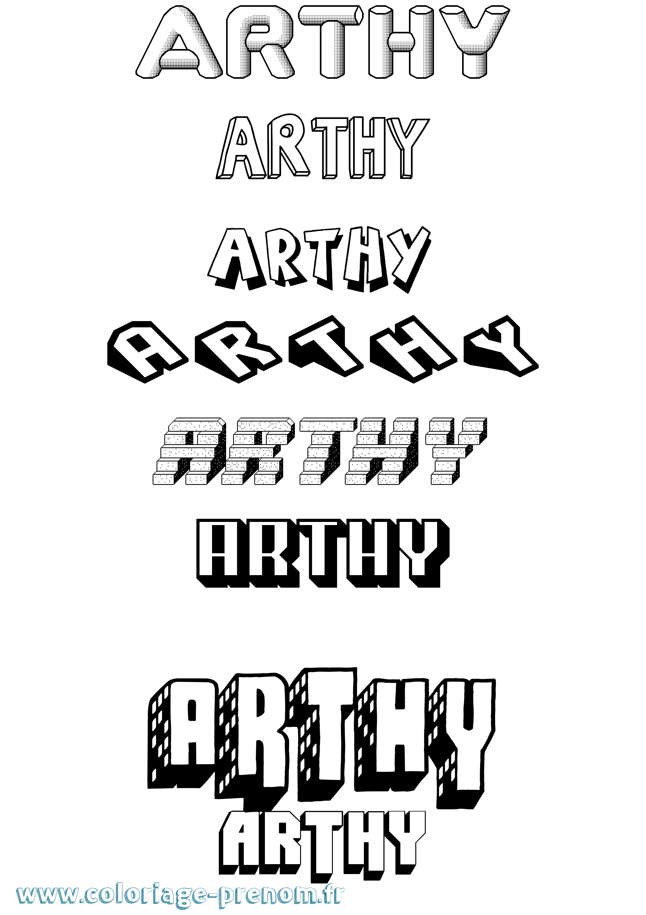 Coloriage Arthy Effet 3D Coloriage prénom Arthy Effet 3D