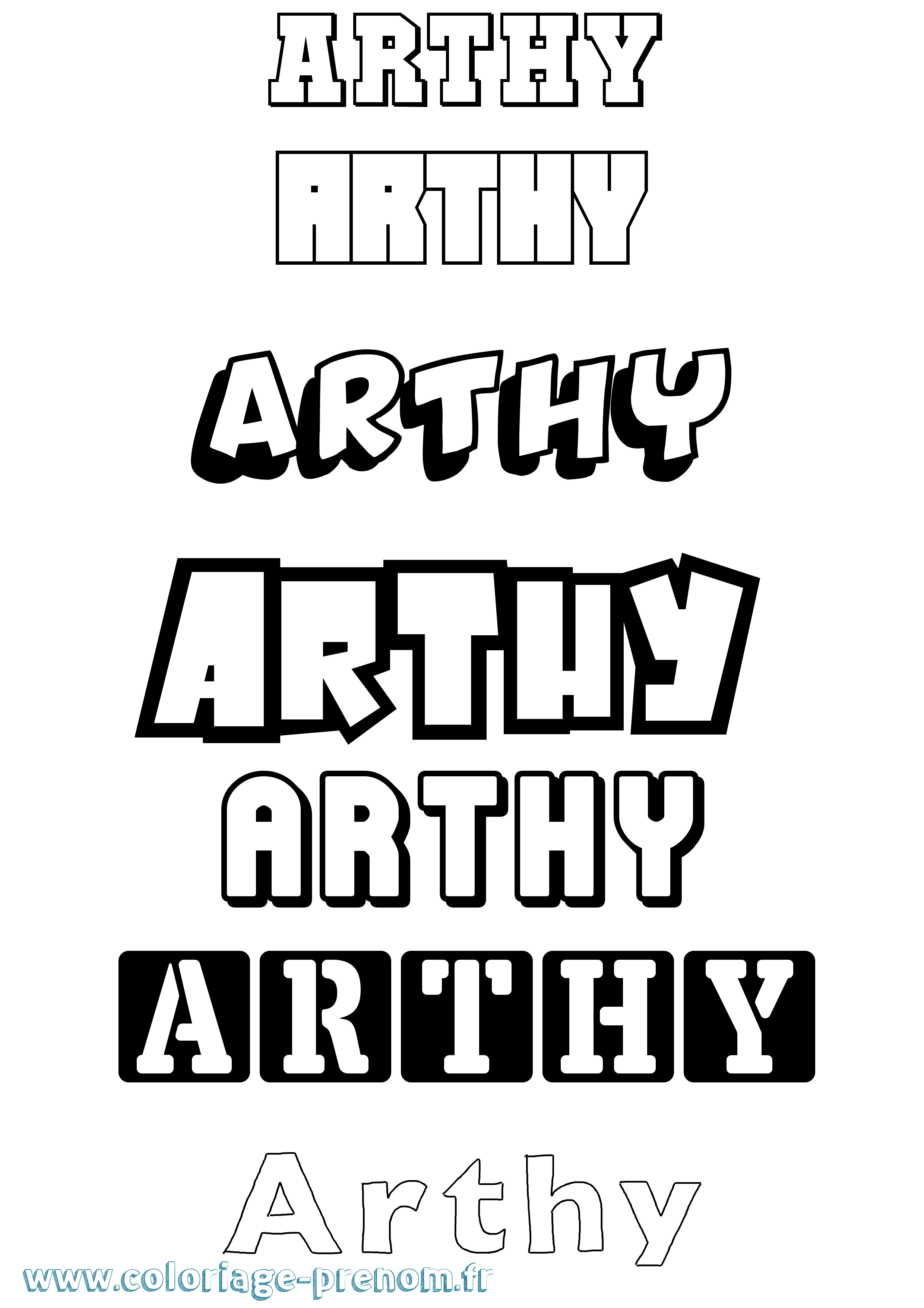Coloriage Arthy Simple Coloriage prénom Arthy Simple
