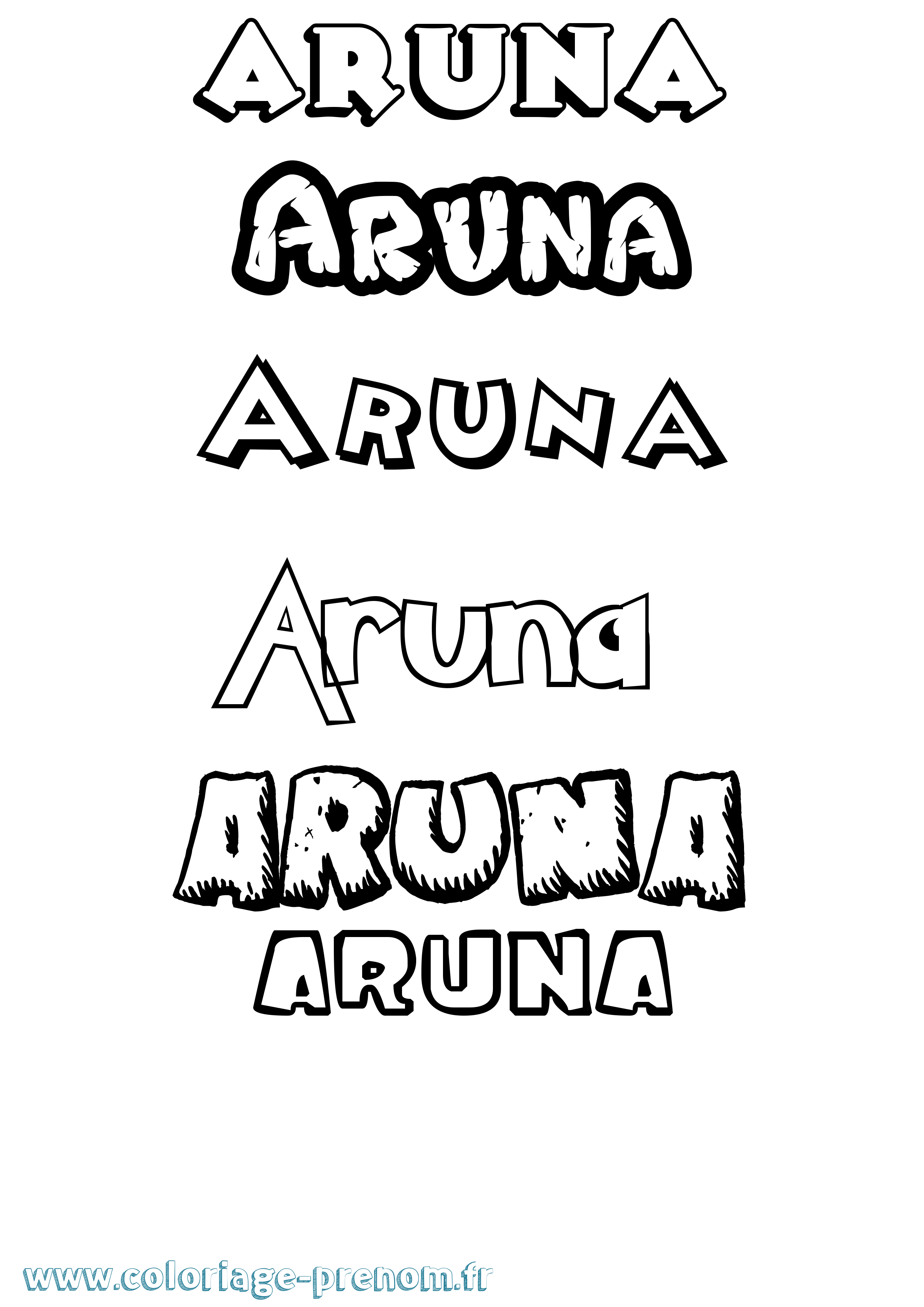 Coloriage Aruna Dessin Animé Coloriage prénom Aruna Dessin Animé