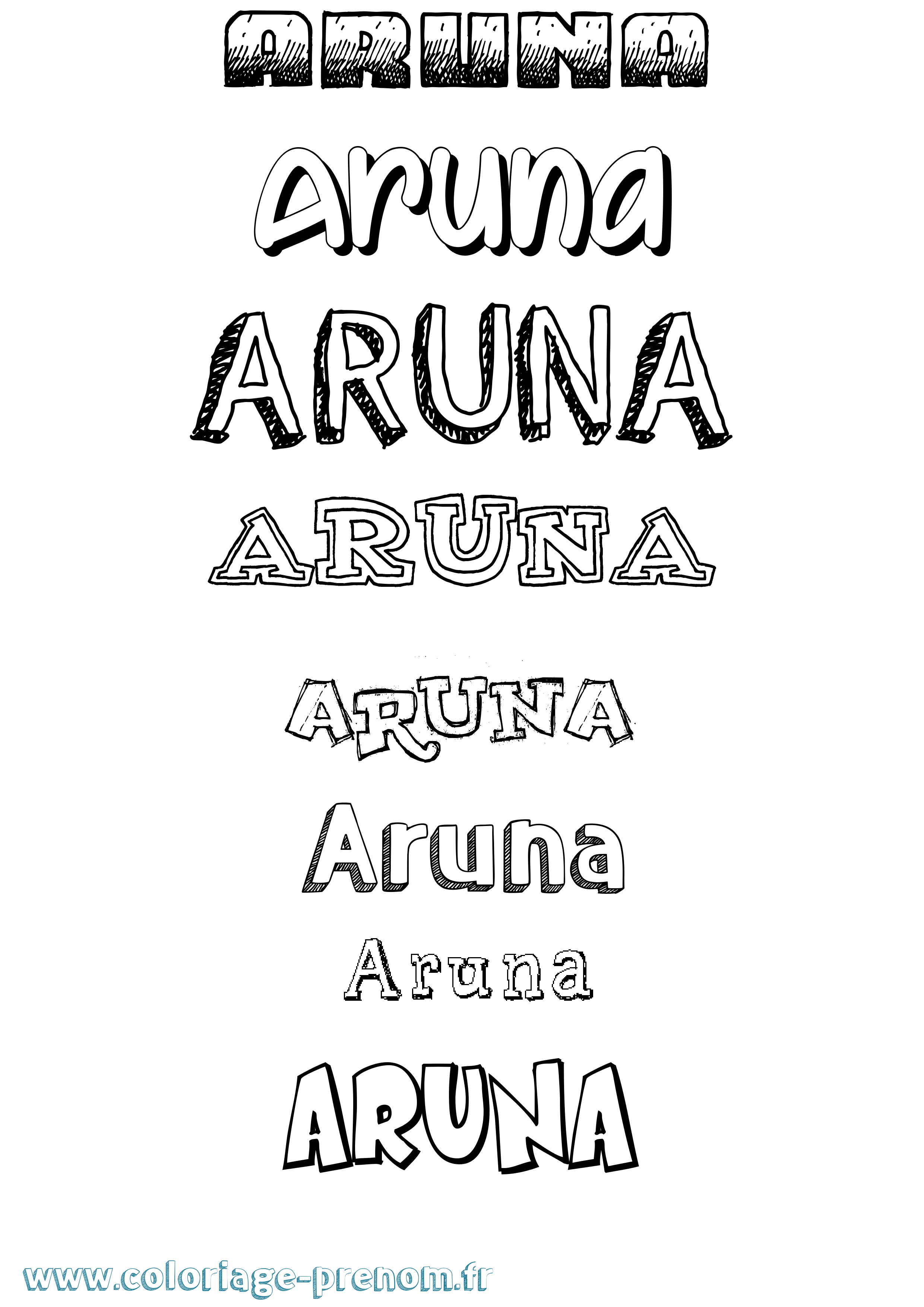 Coloriage Aruna Dessiné Coloriage prénom Aruna Dessiné