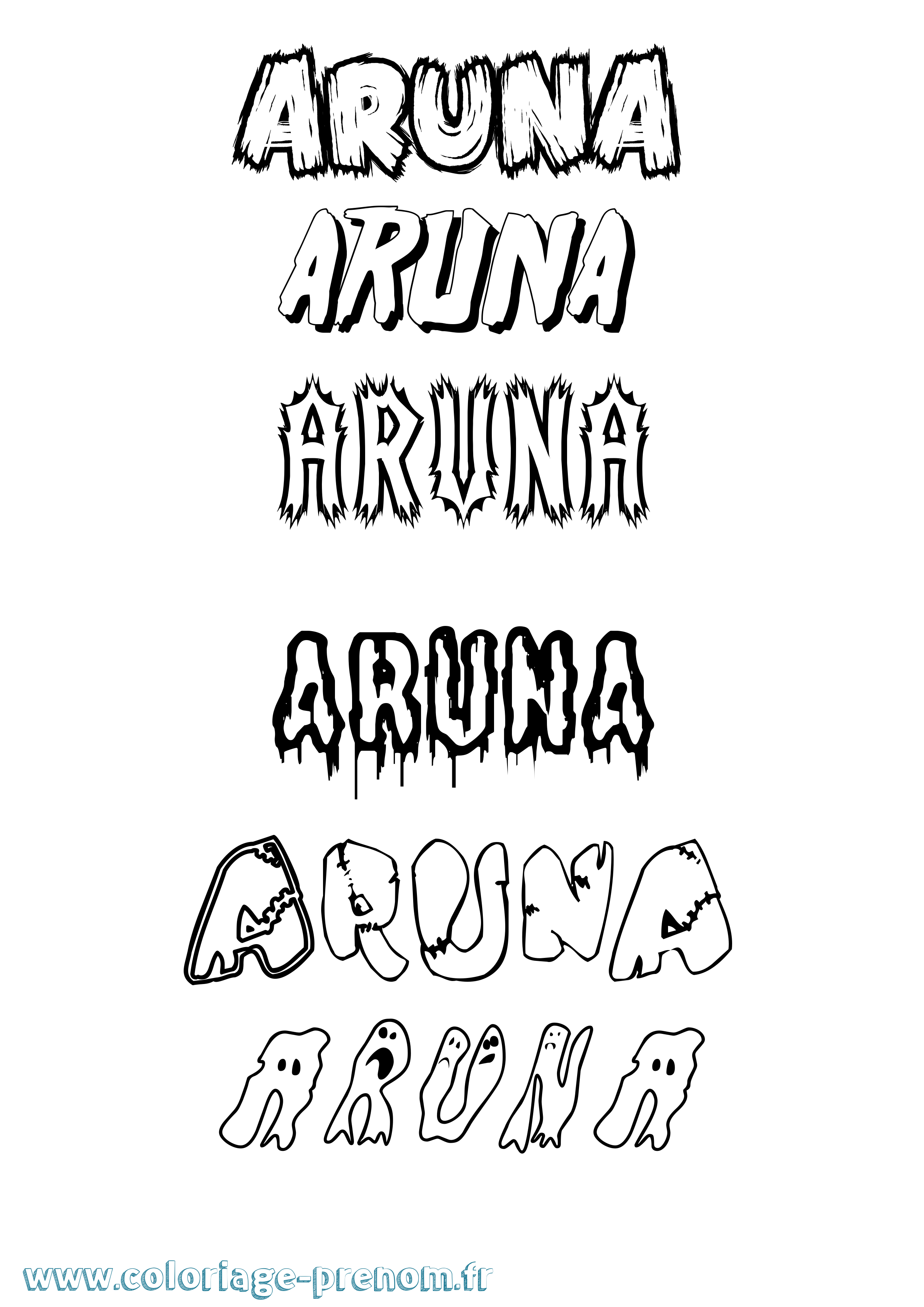 Coloriage Aruna Frisson Coloriage prénom Aruna Frisson