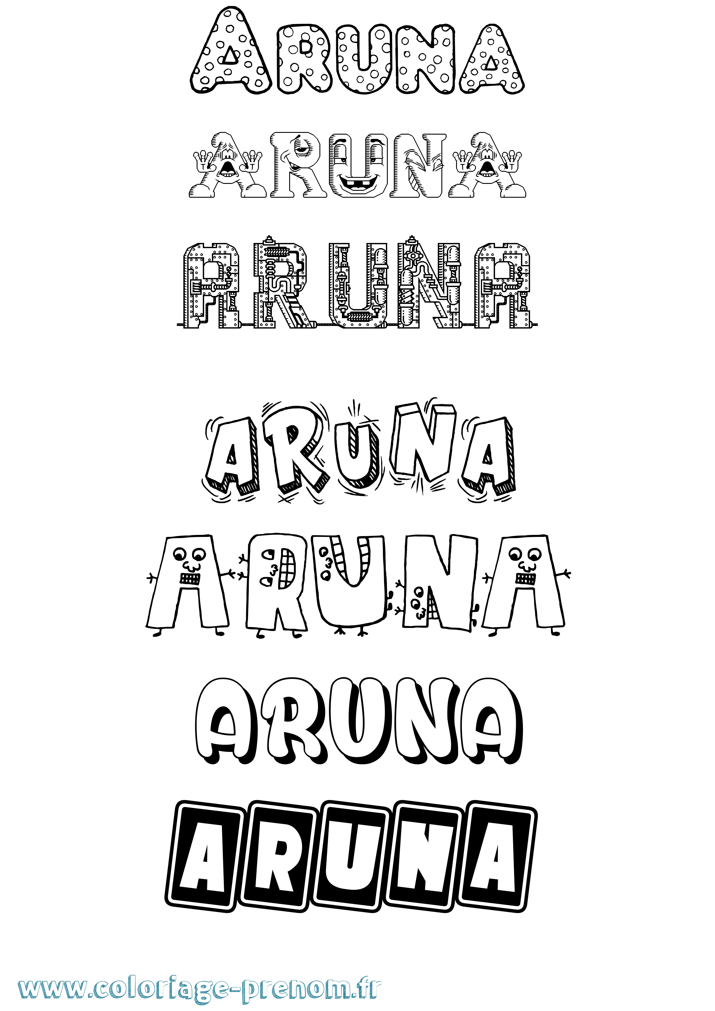 Coloriage Aruna Fun Coloriage prénom Aruna Fun