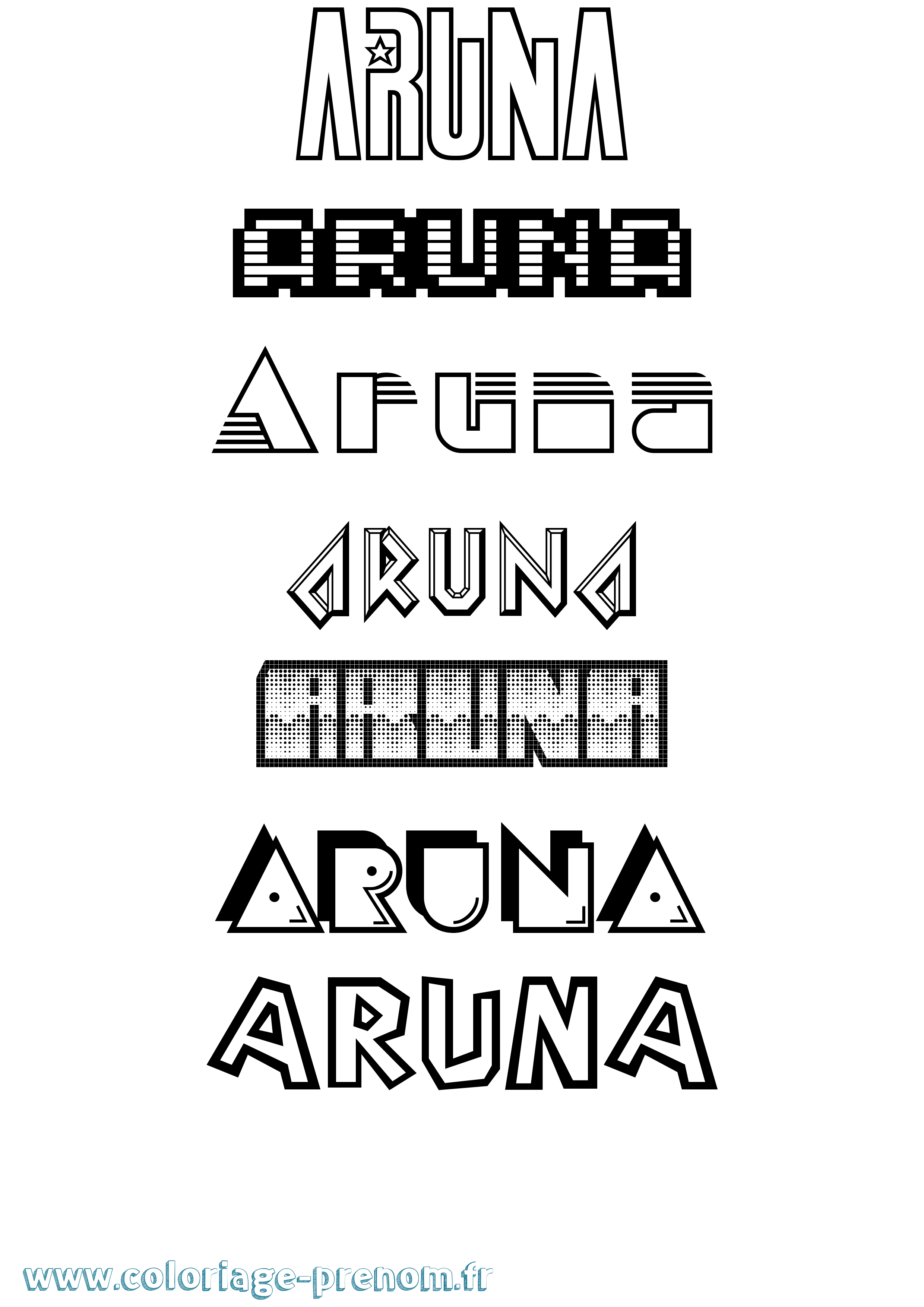 Coloriage Aruna Jeux Vidéos Coloriage prénom Aruna Jeux Vidéos