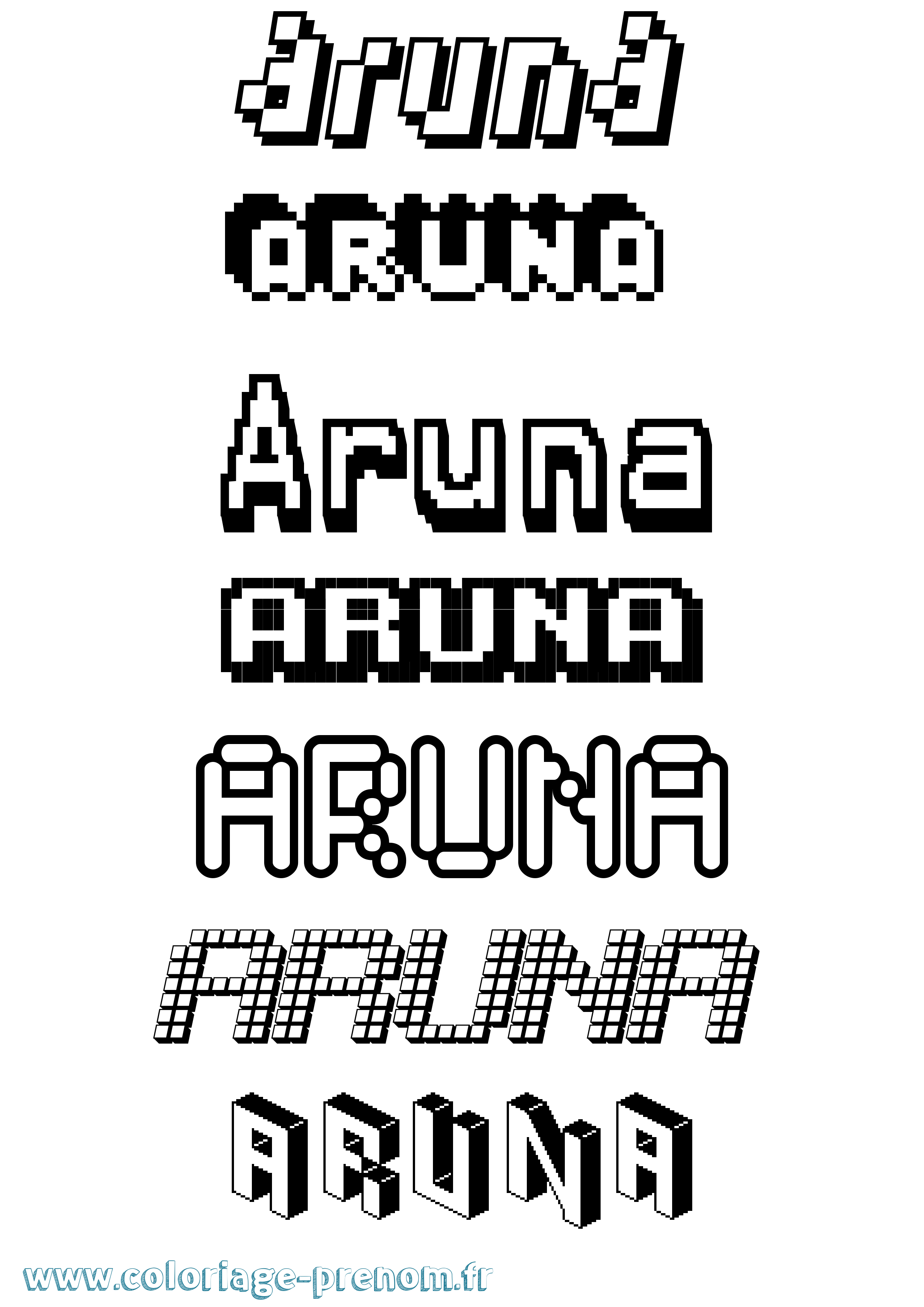 Coloriage Aruna Pixel Coloriage prénom Aruna Pixel