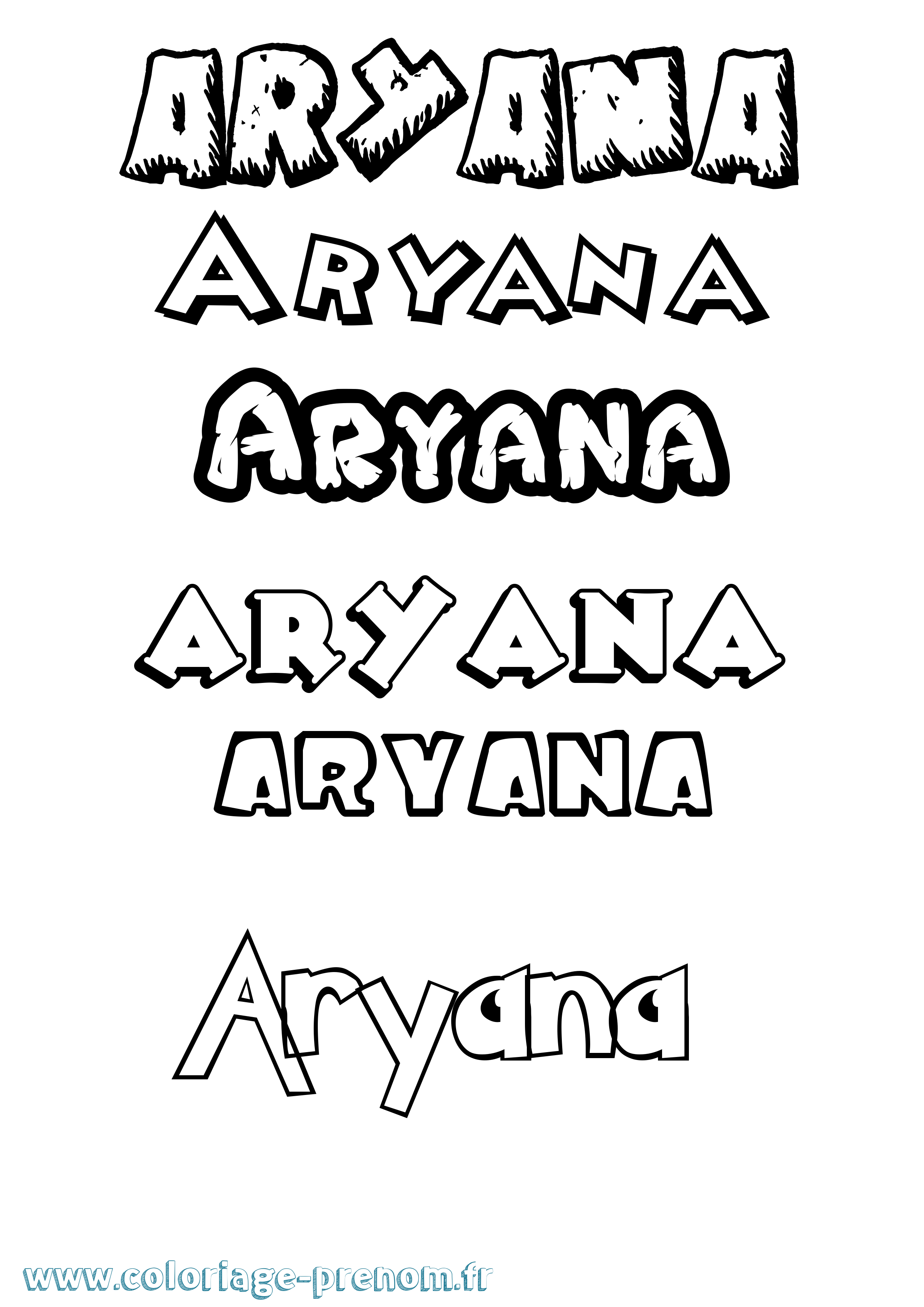 Coloriage Aryana Dessin Animé Coloriage prénom Aryana Dessin Animé