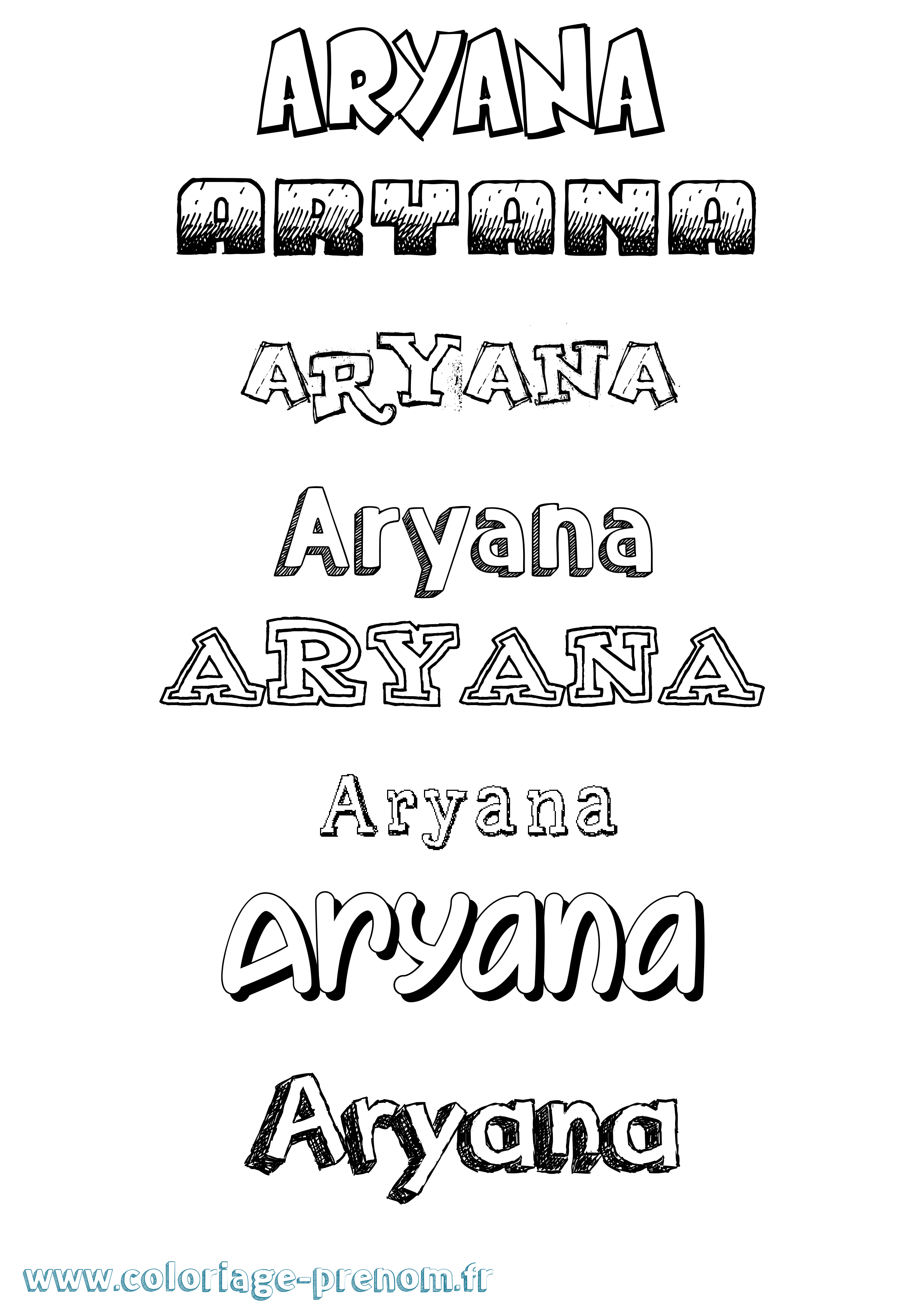 Coloriage Aryana Dessiné Coloriage prénom Aryana Dessiné