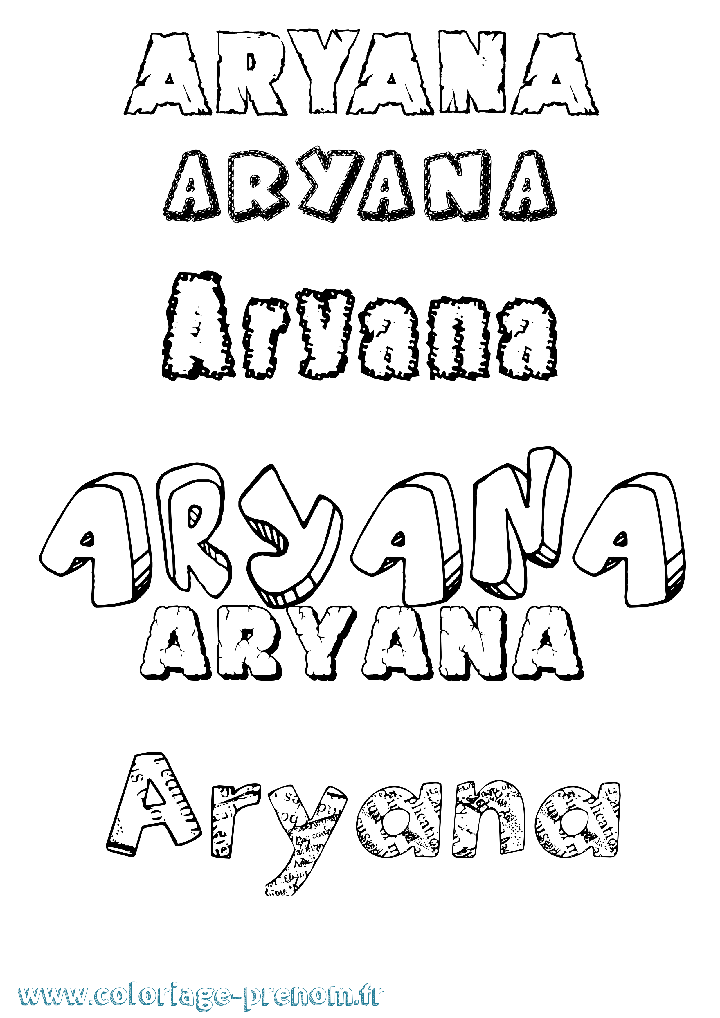 Coloriage Aryana Destructuré Coloriage prénom Aryana Destructuré