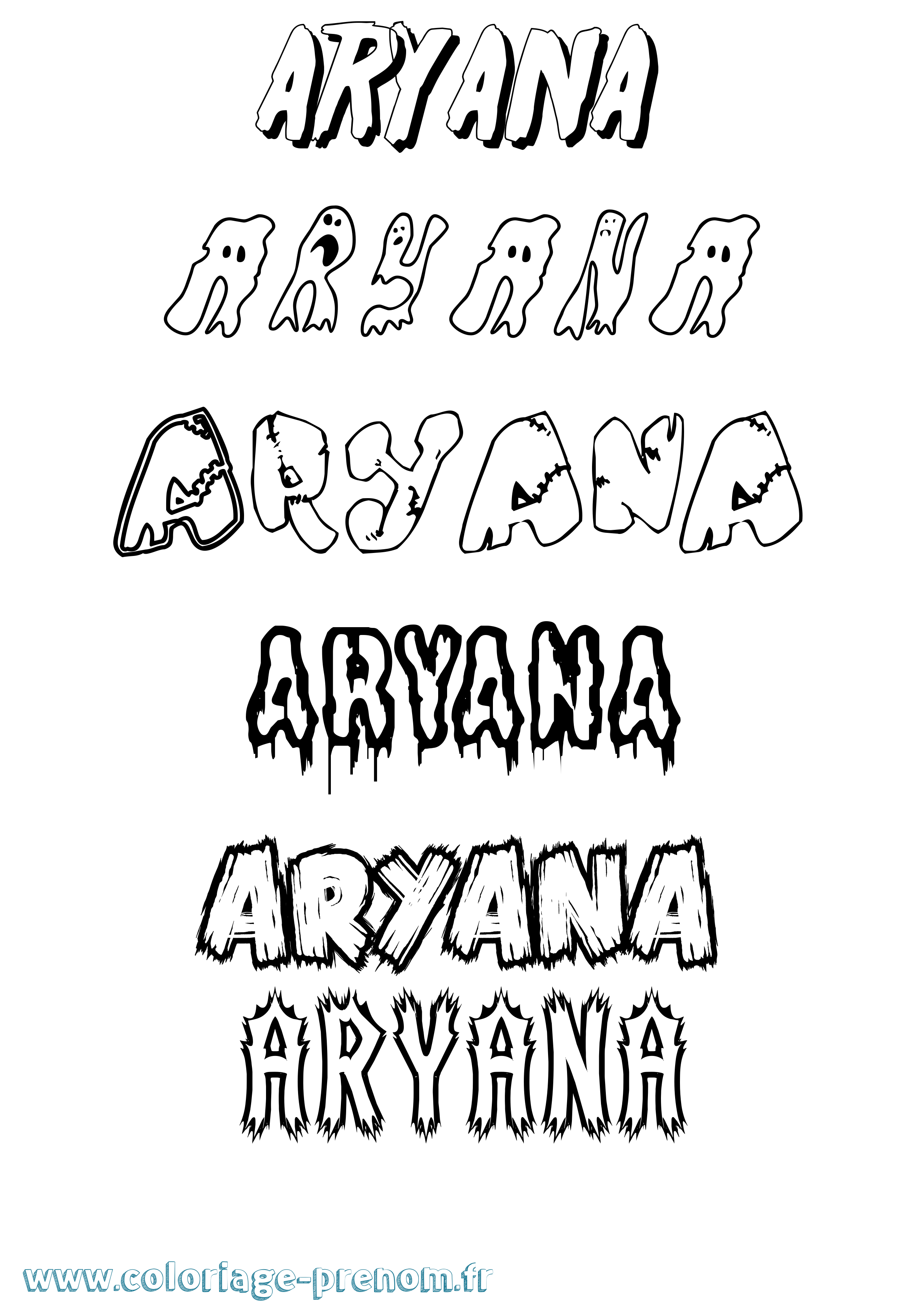 Coloriage Aryana Frisson Coloriage prénom Aryana Frisson