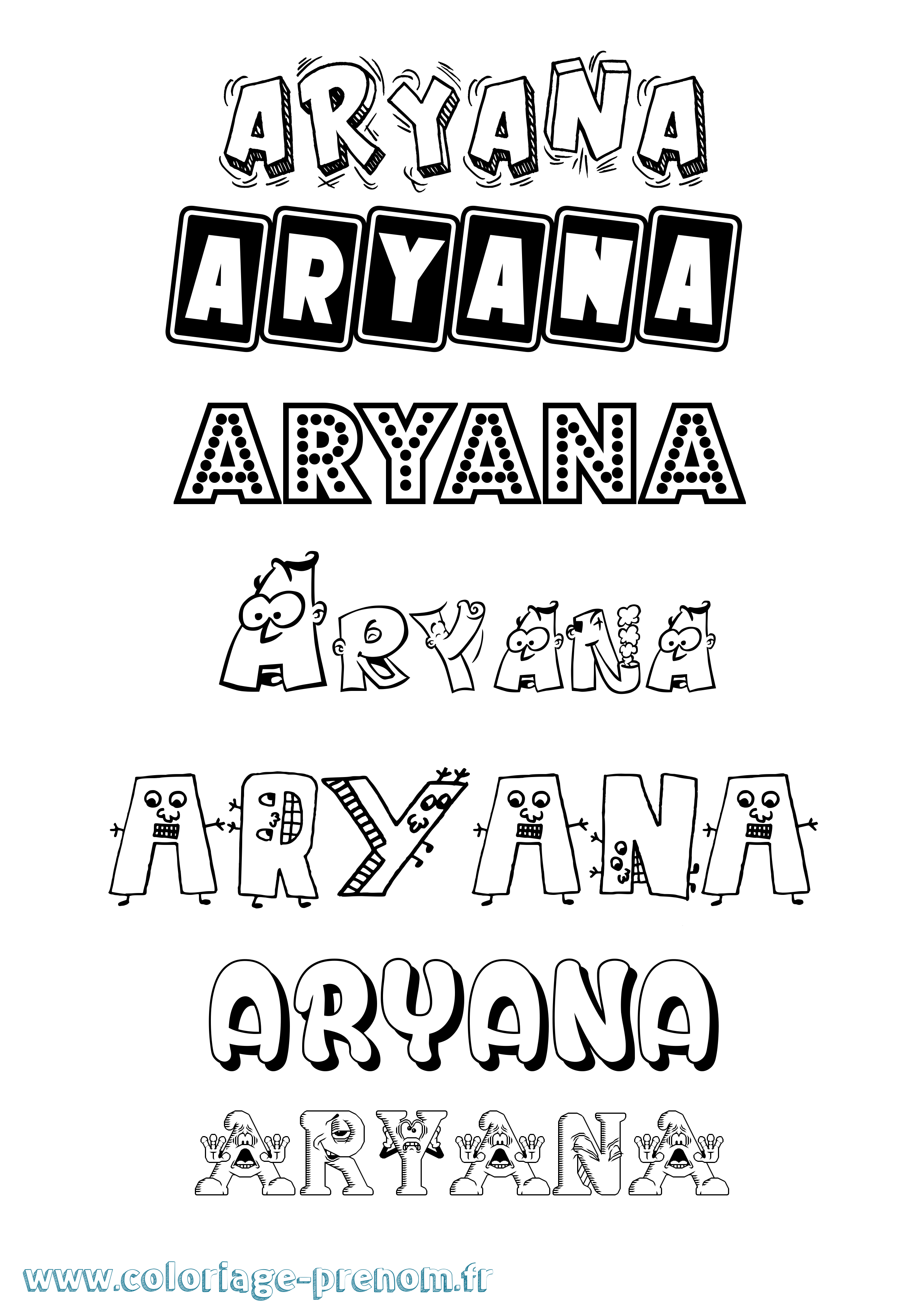 Coloriage Aryana Fun Coloriage prénom Aryana Fun