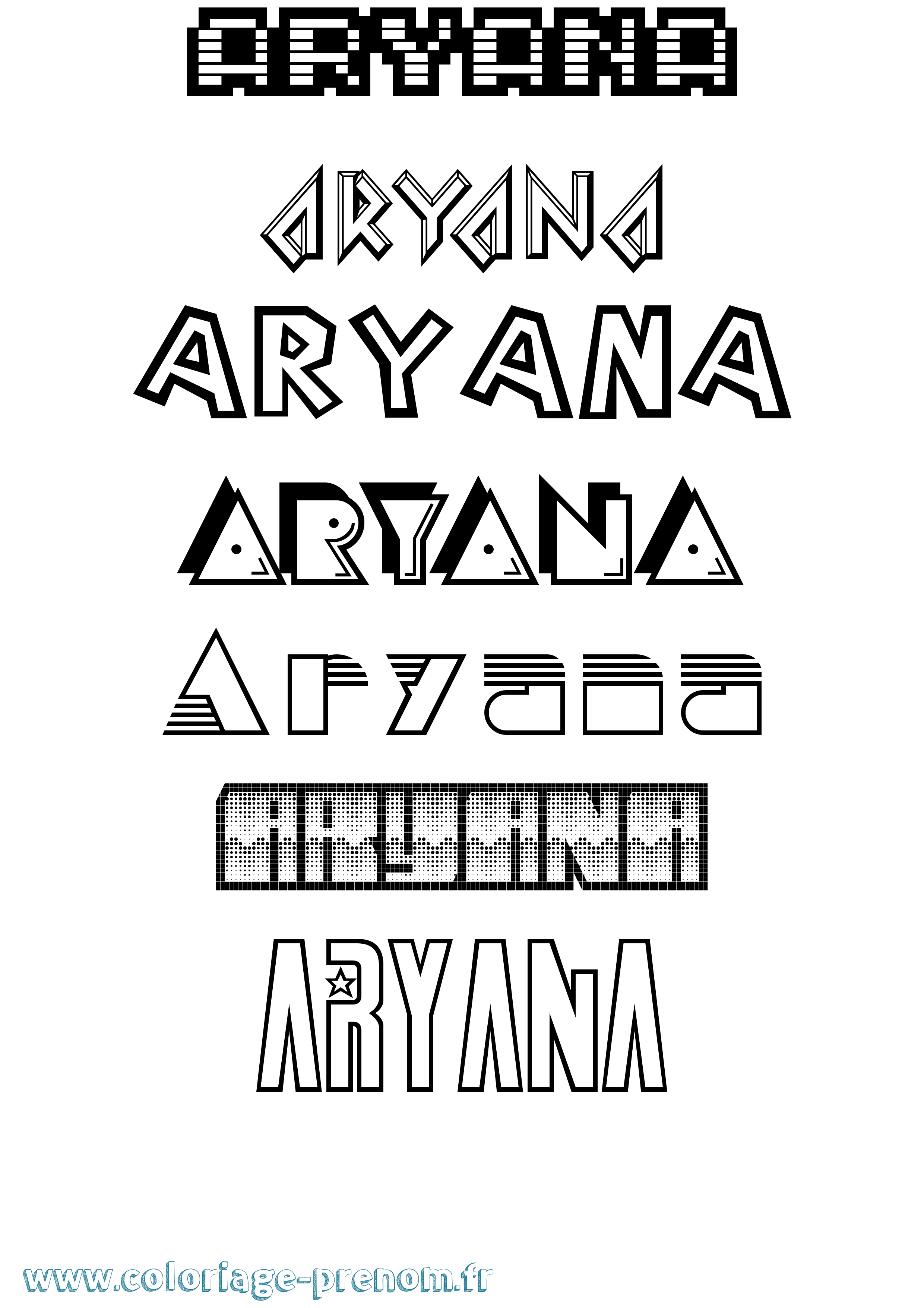Coloriage Aryana Jeux Vidéos Coloriage prénom Aryana Jeux Vidéos