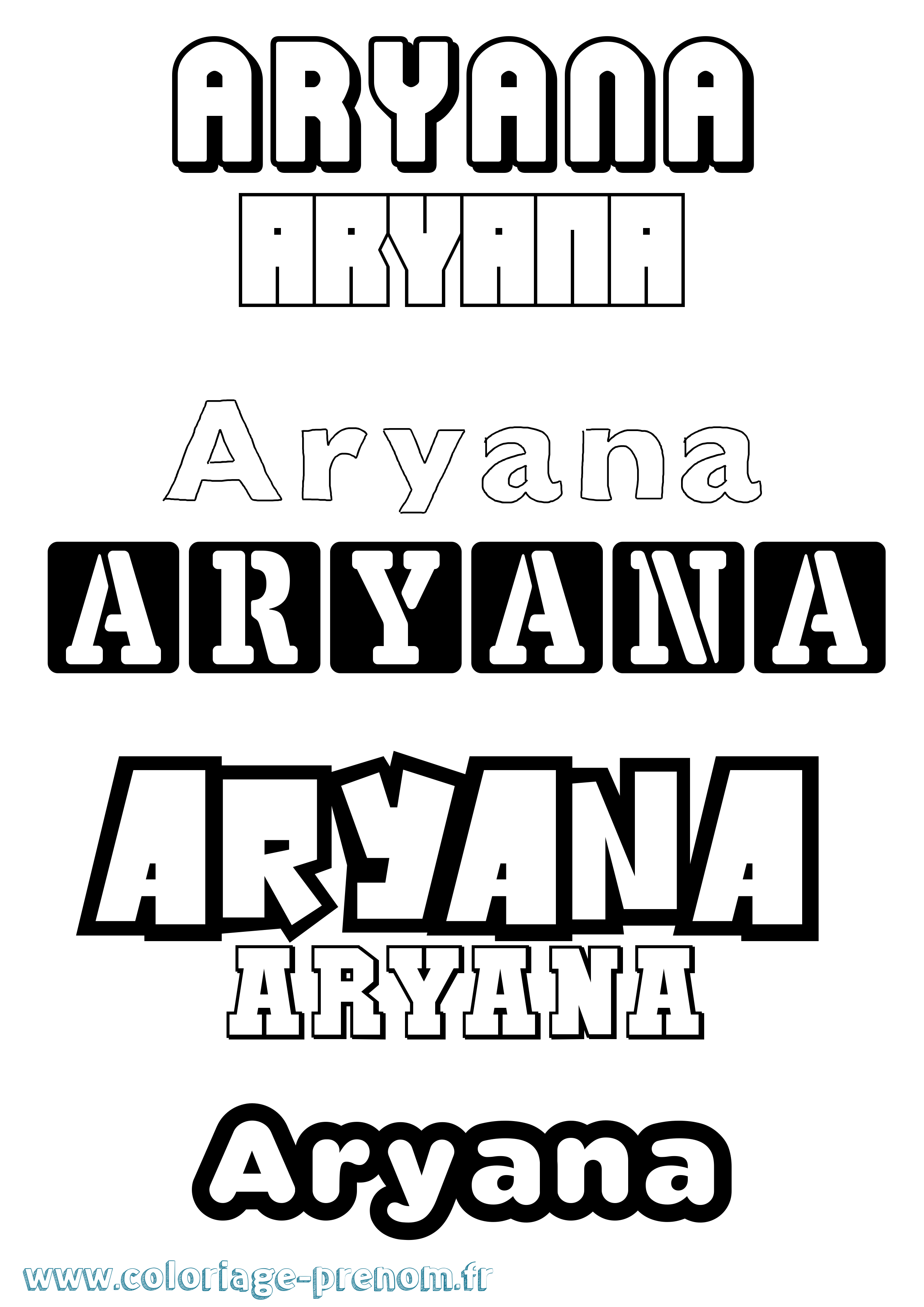 Coloriage Aryana Simple Coloriage prénom Aryana Simple