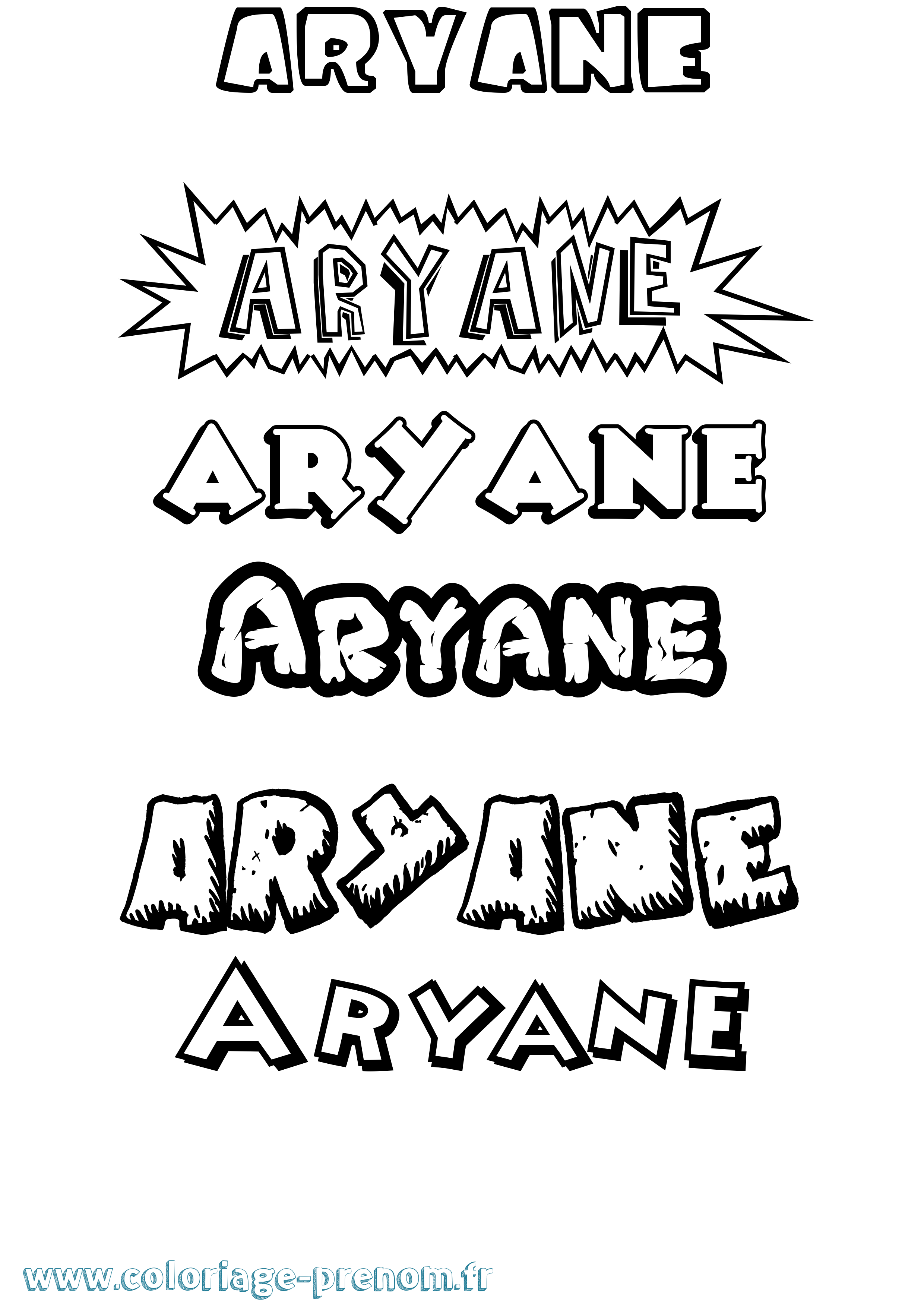 Coloriage Aryane Dessin Animé Coloriage prénom Aryane Dessin Animé