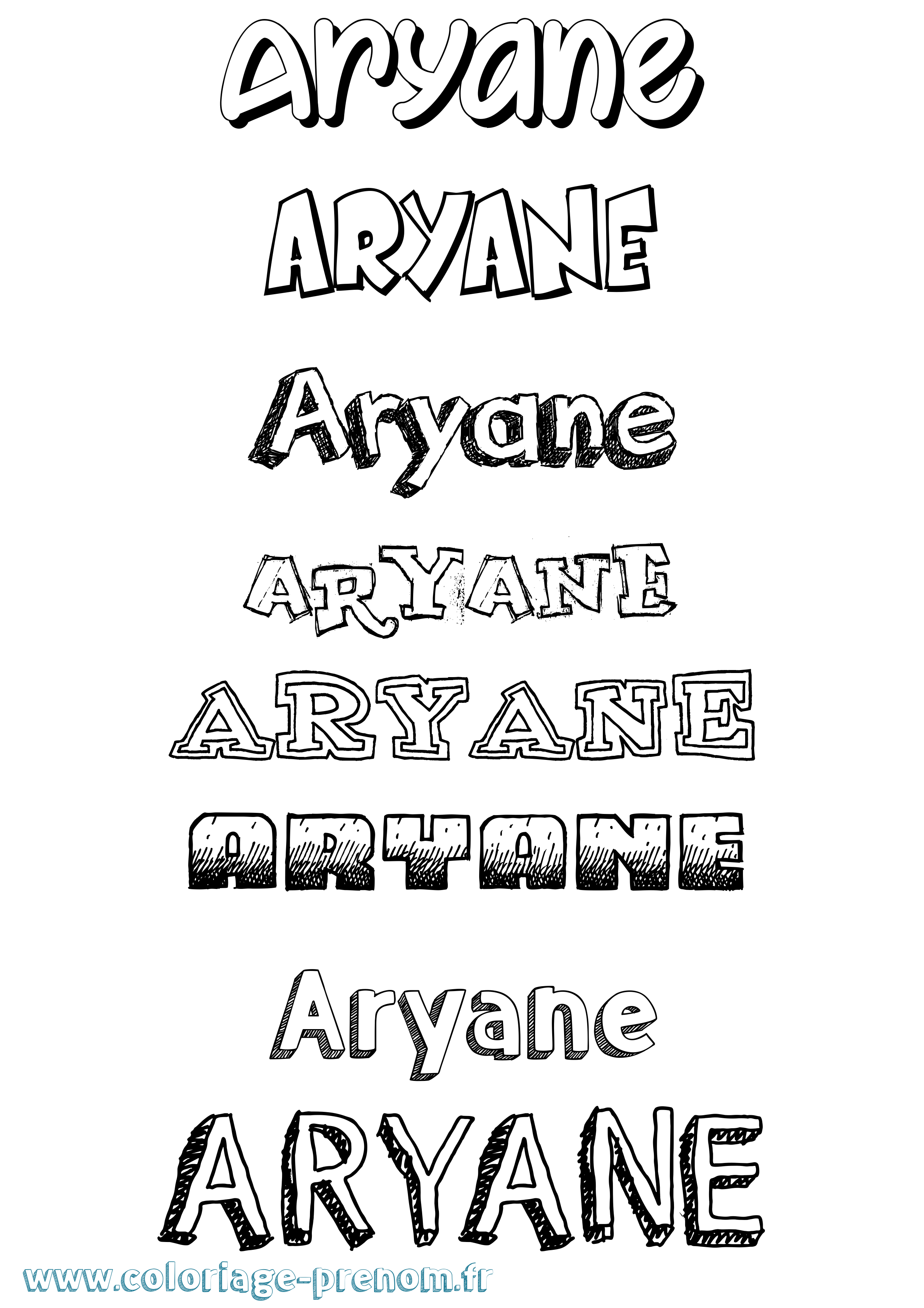 Coloriage Aryane Dessiné Coloriage prénom Aryane Dessiné