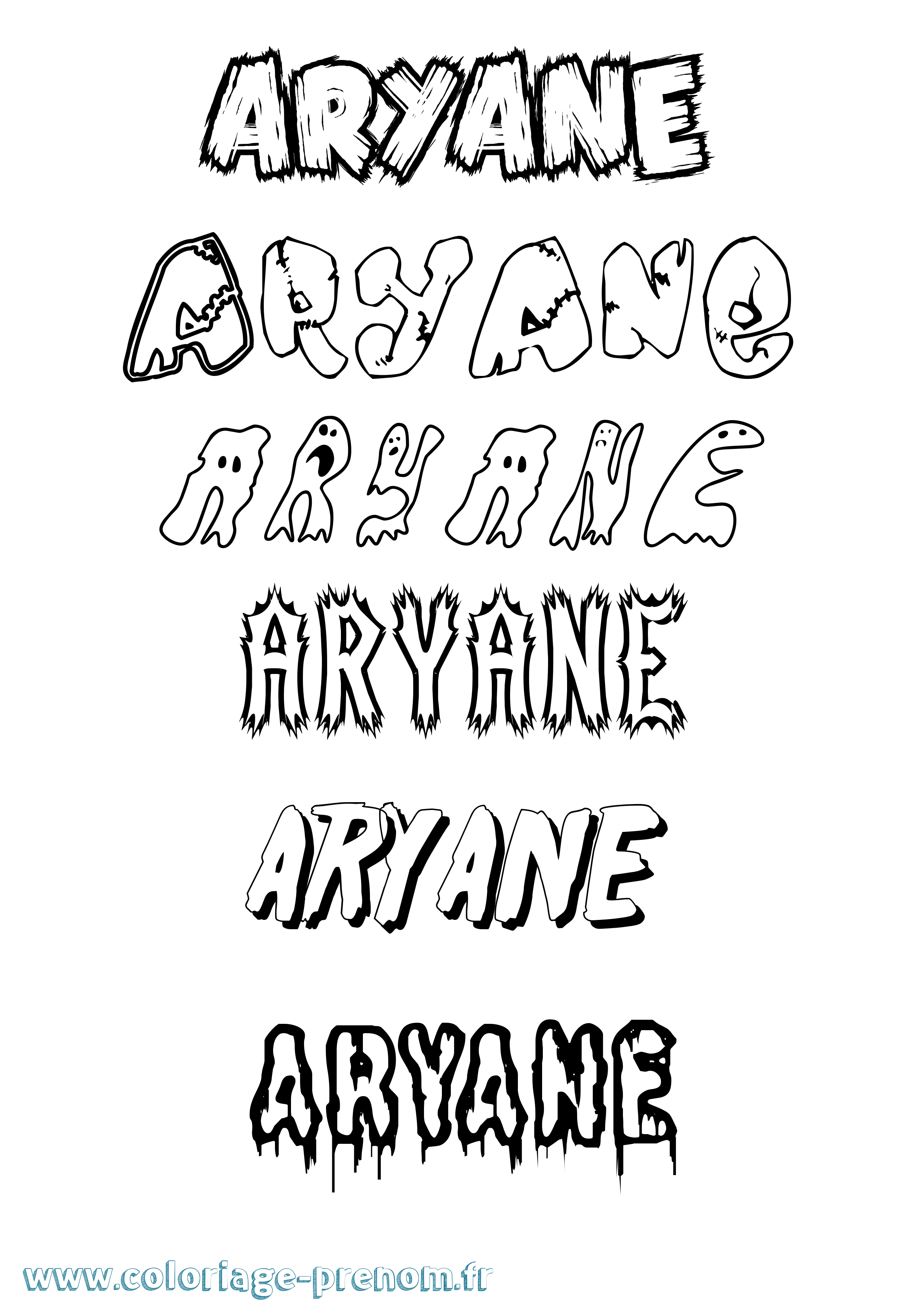 Coloriage Aryane Frisson Coloriage prénom Aryane Frisson