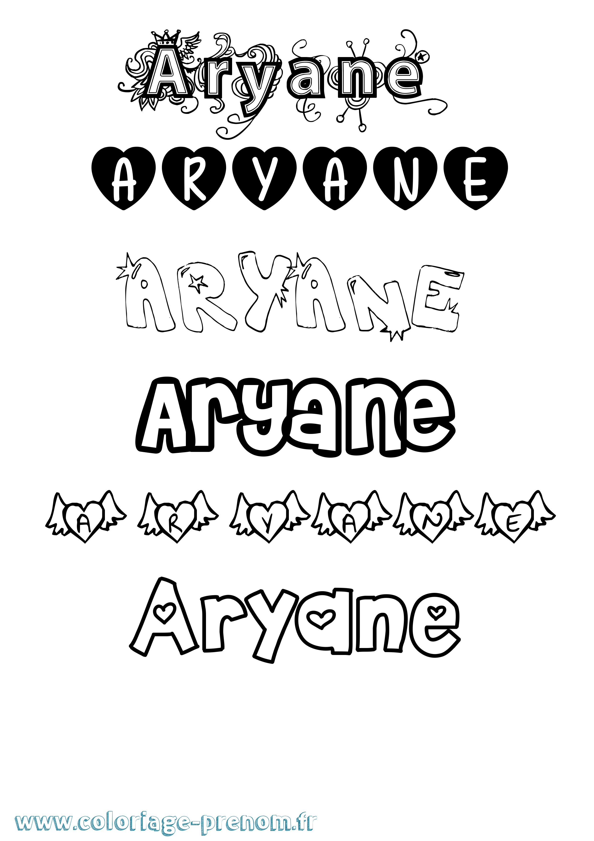 Coloriage Aryane Girly Coloriage prénom Aryane Girly