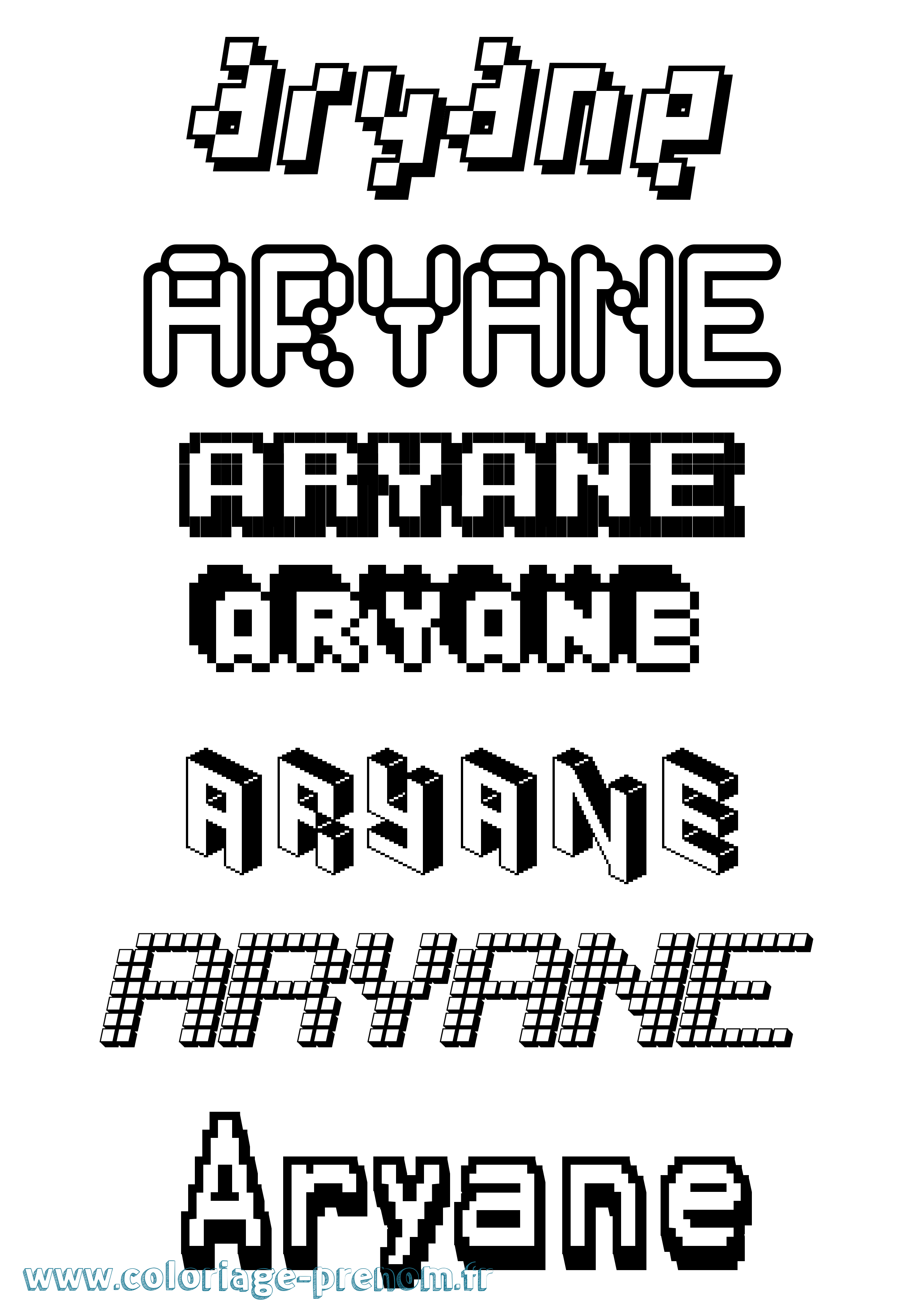 Coloriage Aryane Pixel Coloriage prénom Aryane Pixel