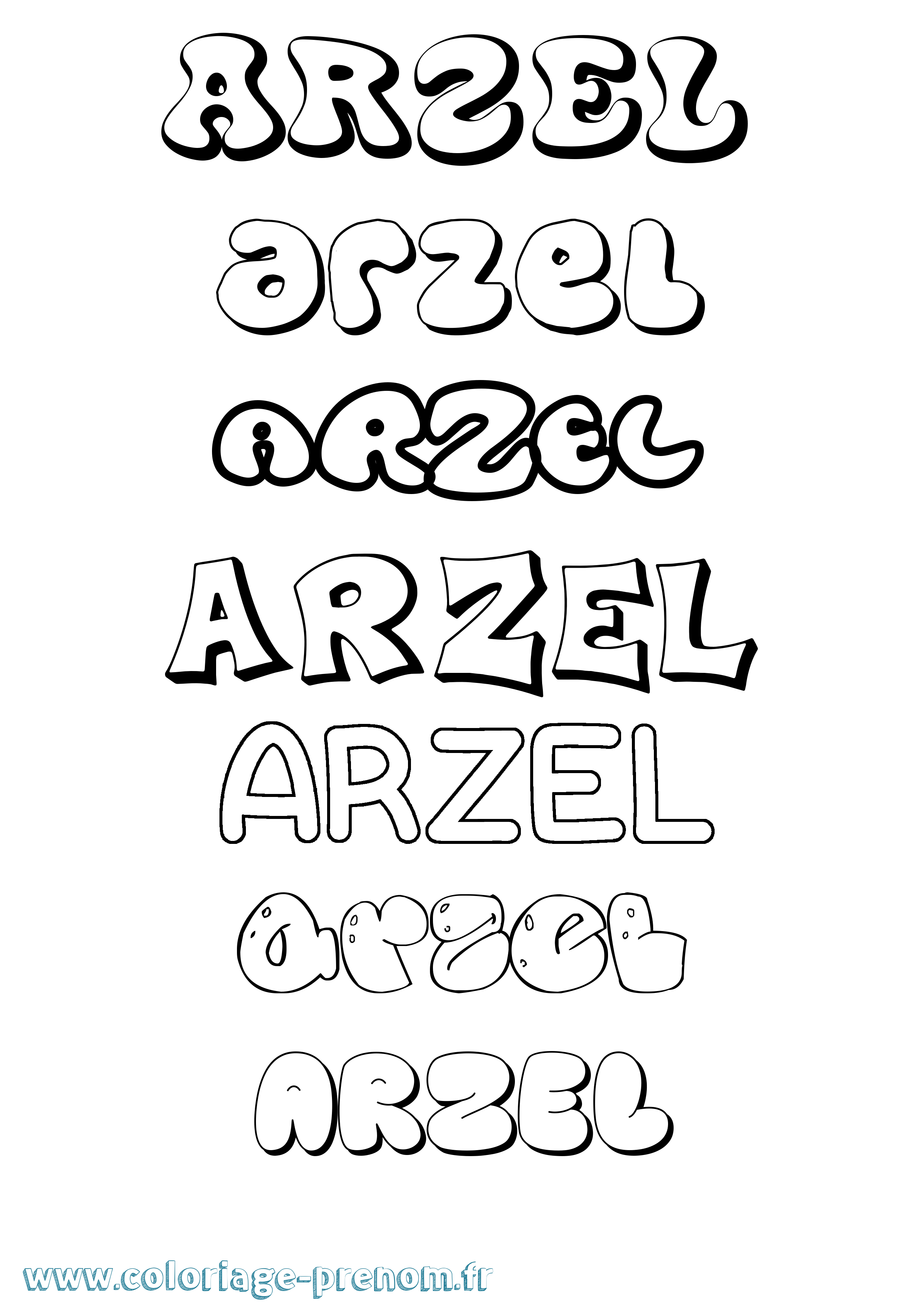 Coloriage Arzel Bubble Coloriage prénom Arzel Bubble