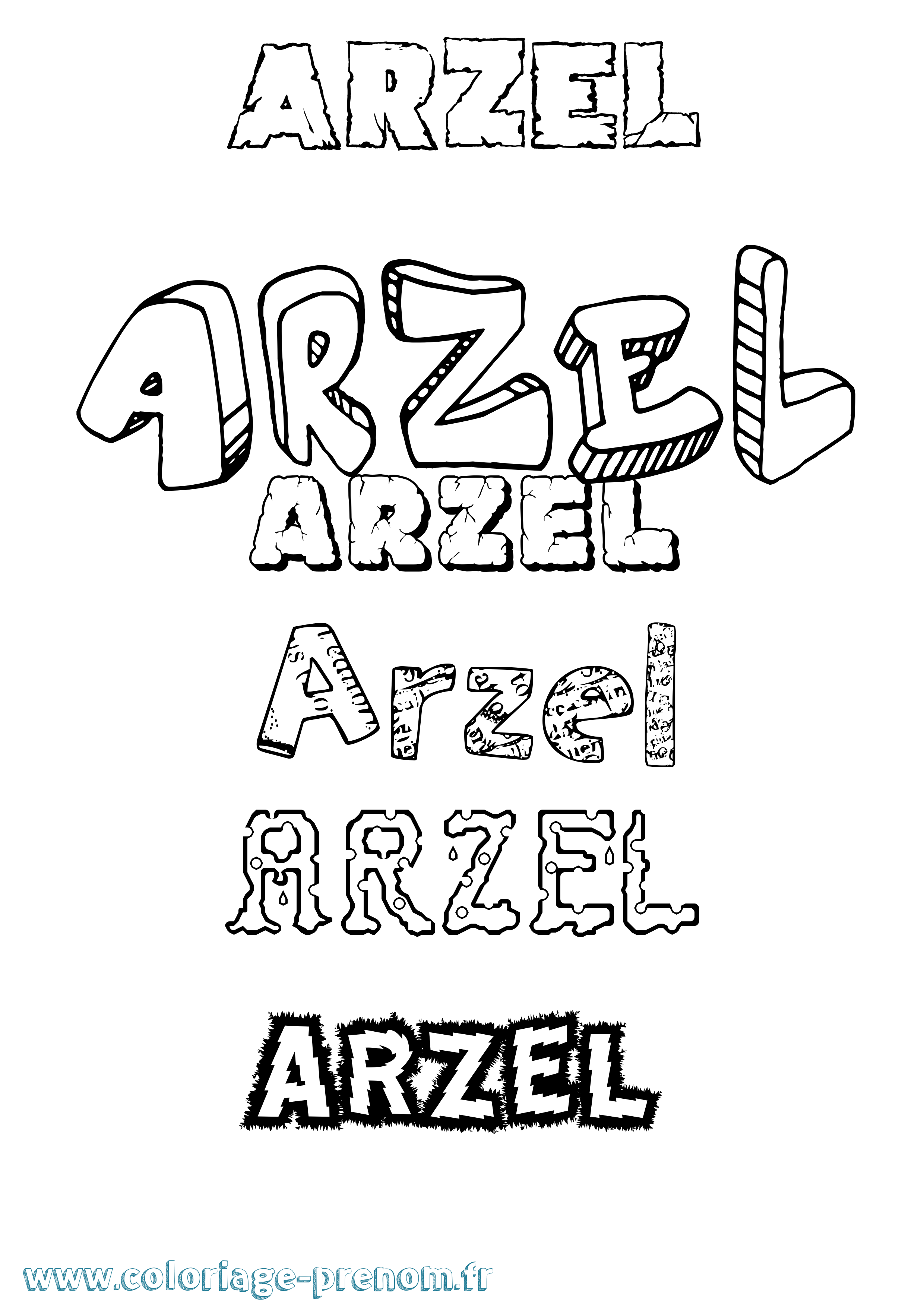 Coloriage Arzel Destructuré Coloriage prénom Arzel Destructuré