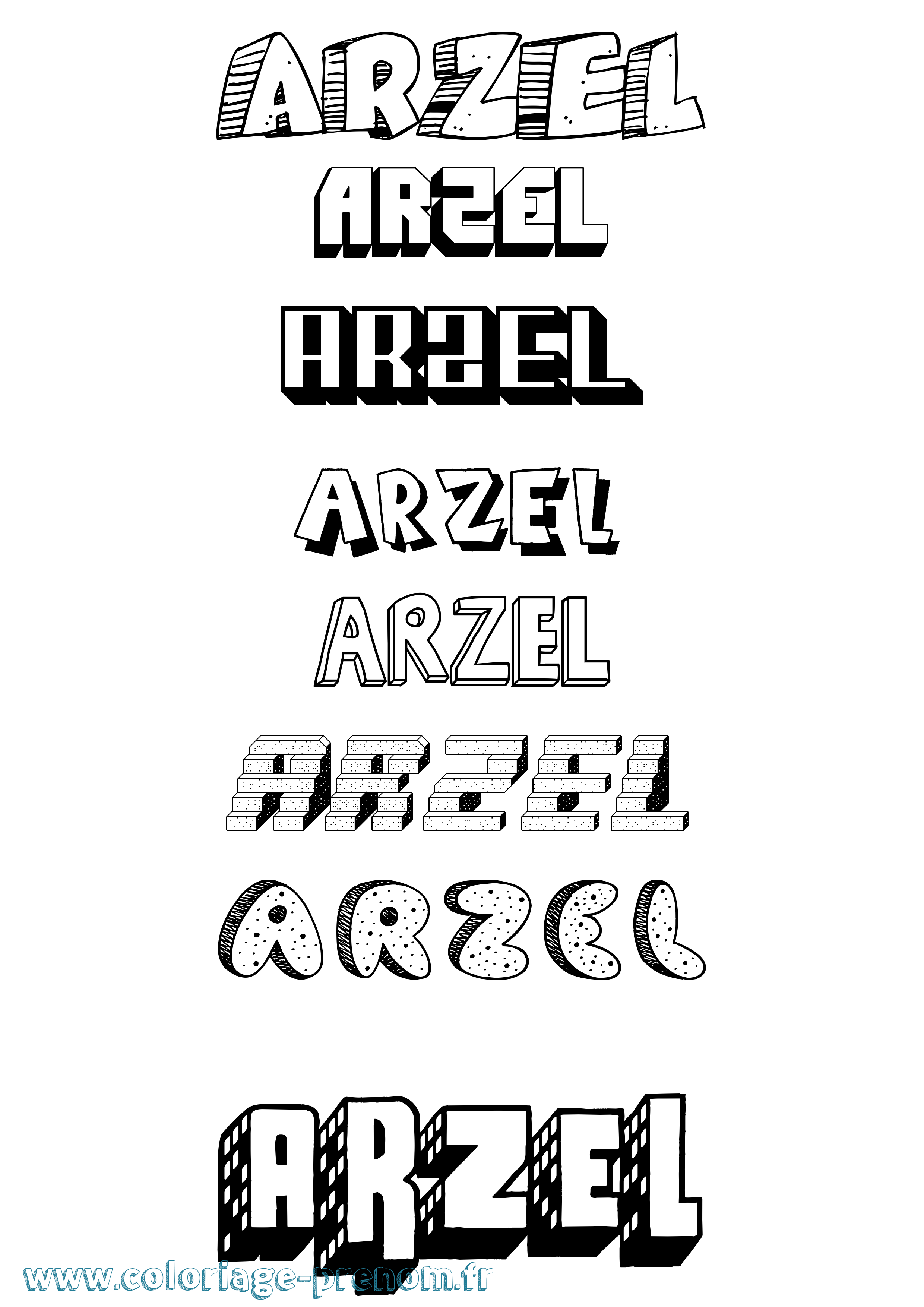 Coloriage Arzel Effet 3D Coloriage prénom Arzel Effet 3D