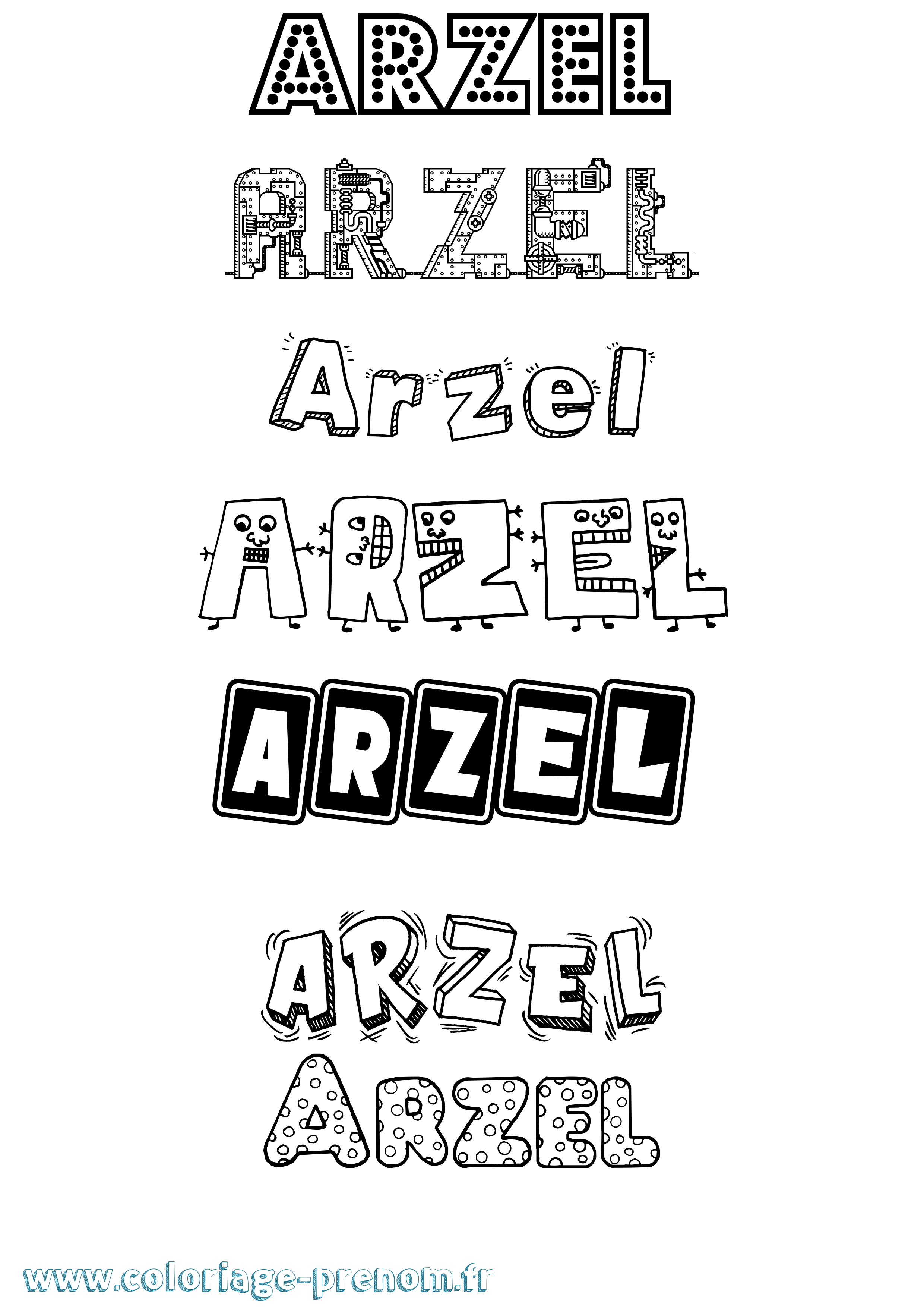 Coloriage Arzel Fun Coloriage prénom Arzel Fun