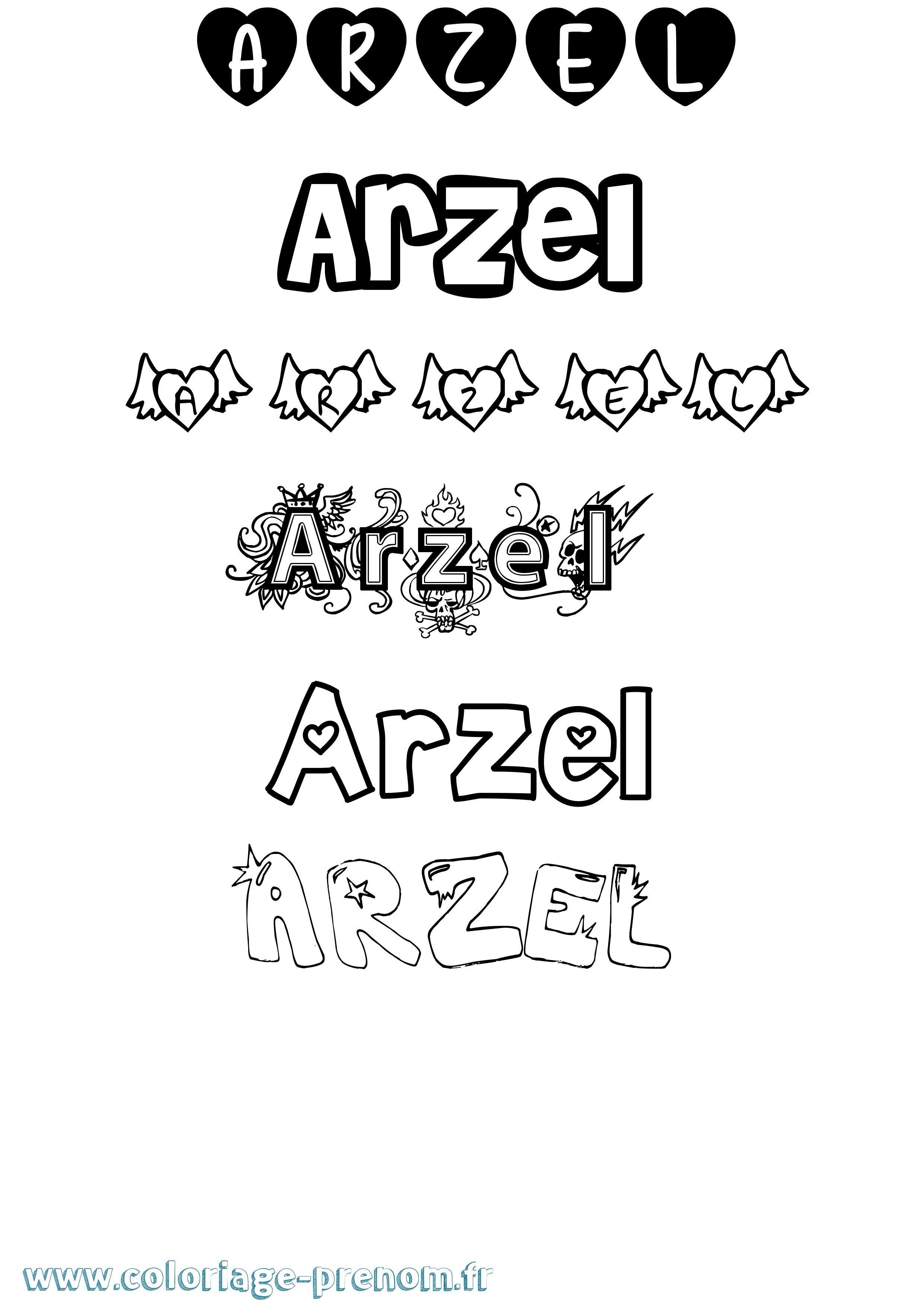 Coloriage Arzel Girly Coloriage prénom Arzel Girly