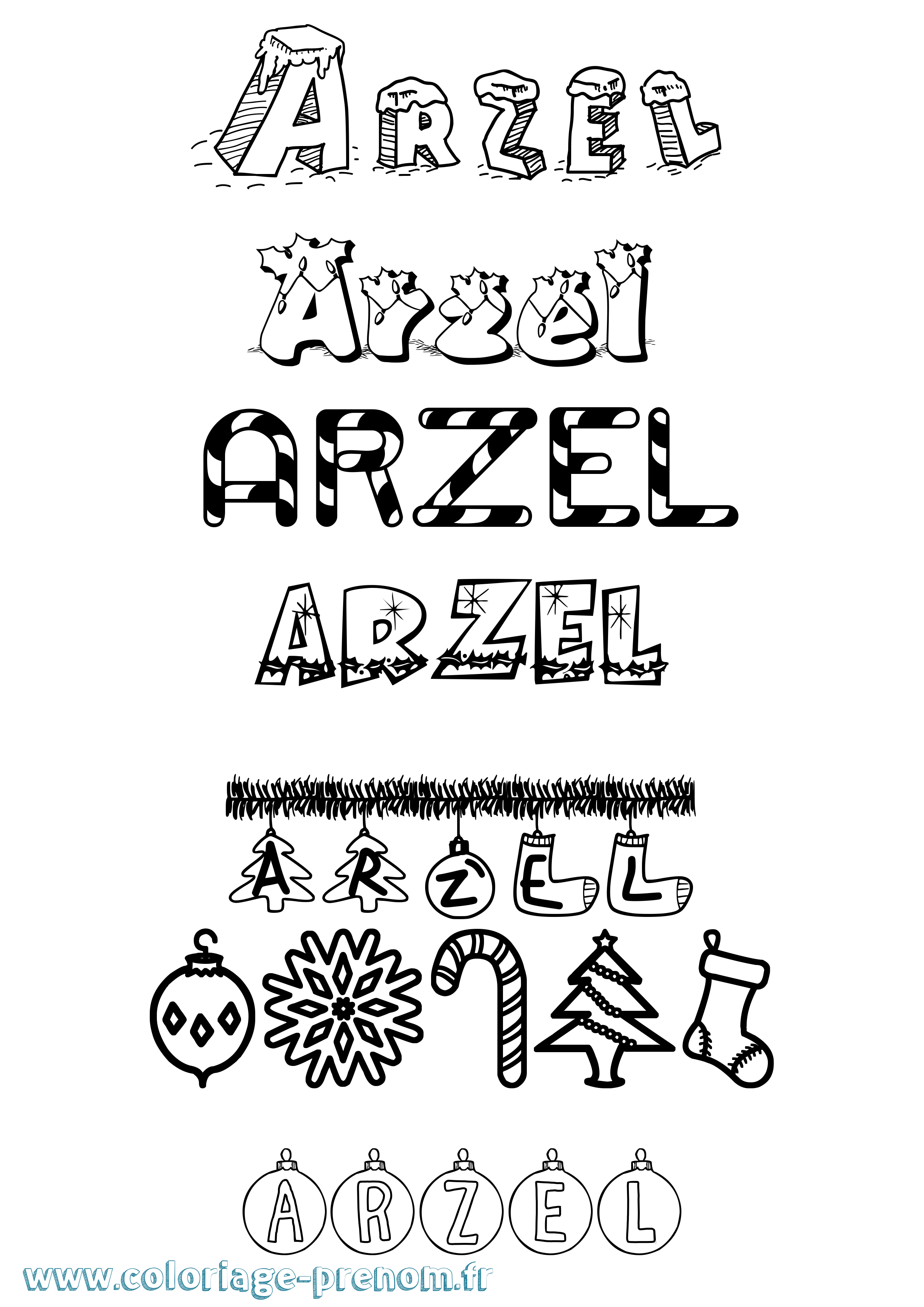 Coloriage Arzel Noël Coloriage prénom Arzel Noël
