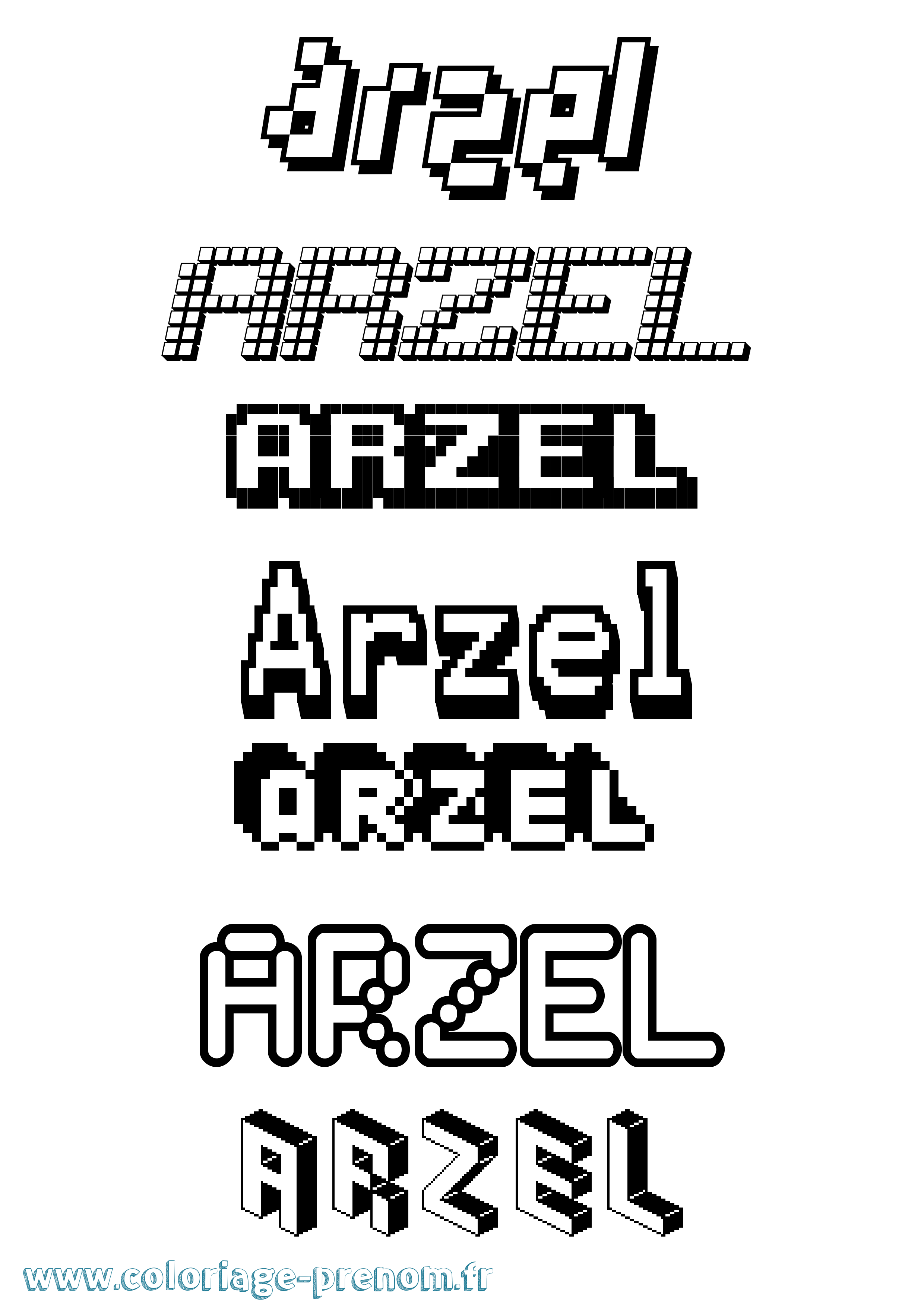 Coloriage Arzel Pixel Coloriage prénom Arzel Pixel